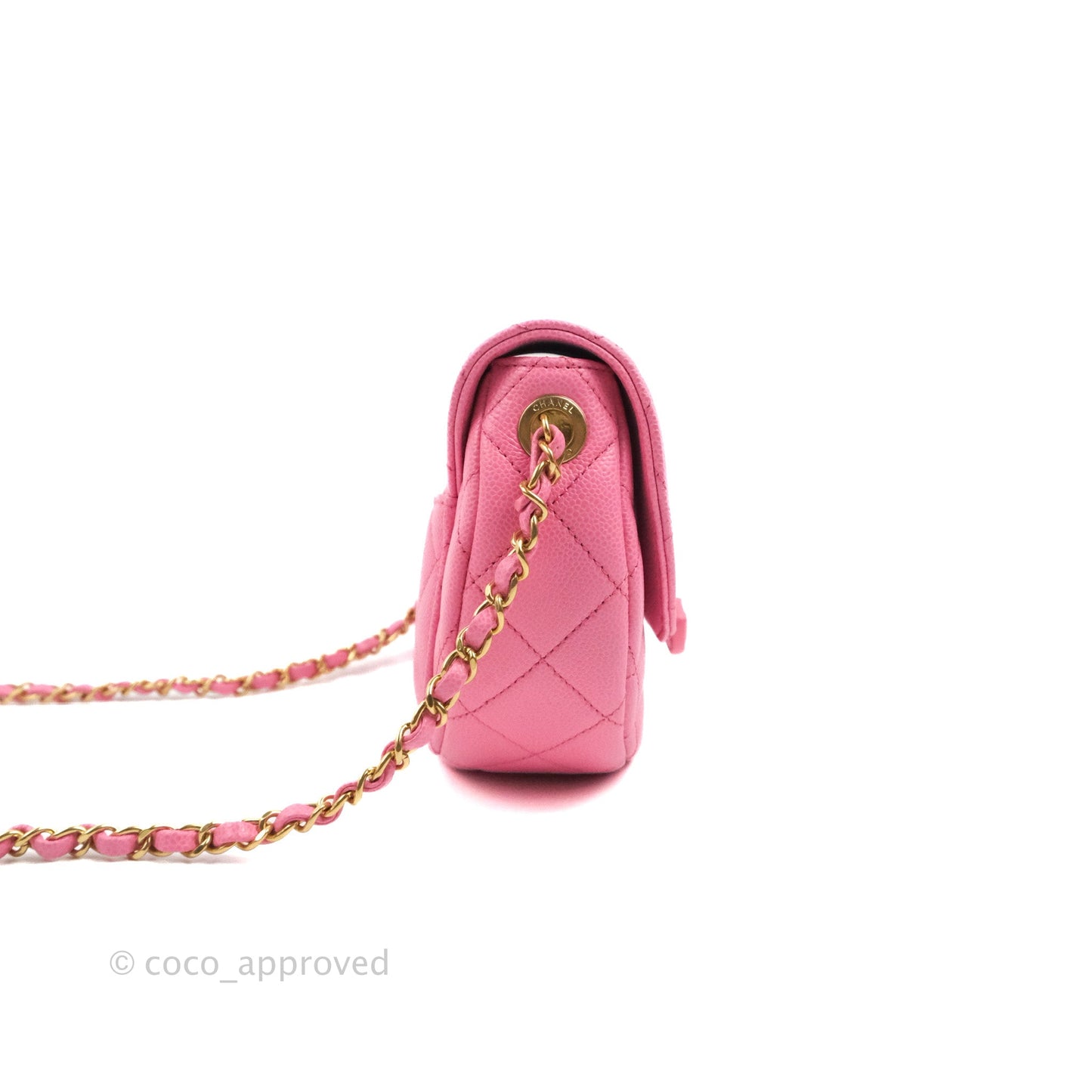 Chanel Mini Messenger Pink Caviar Bag 23P