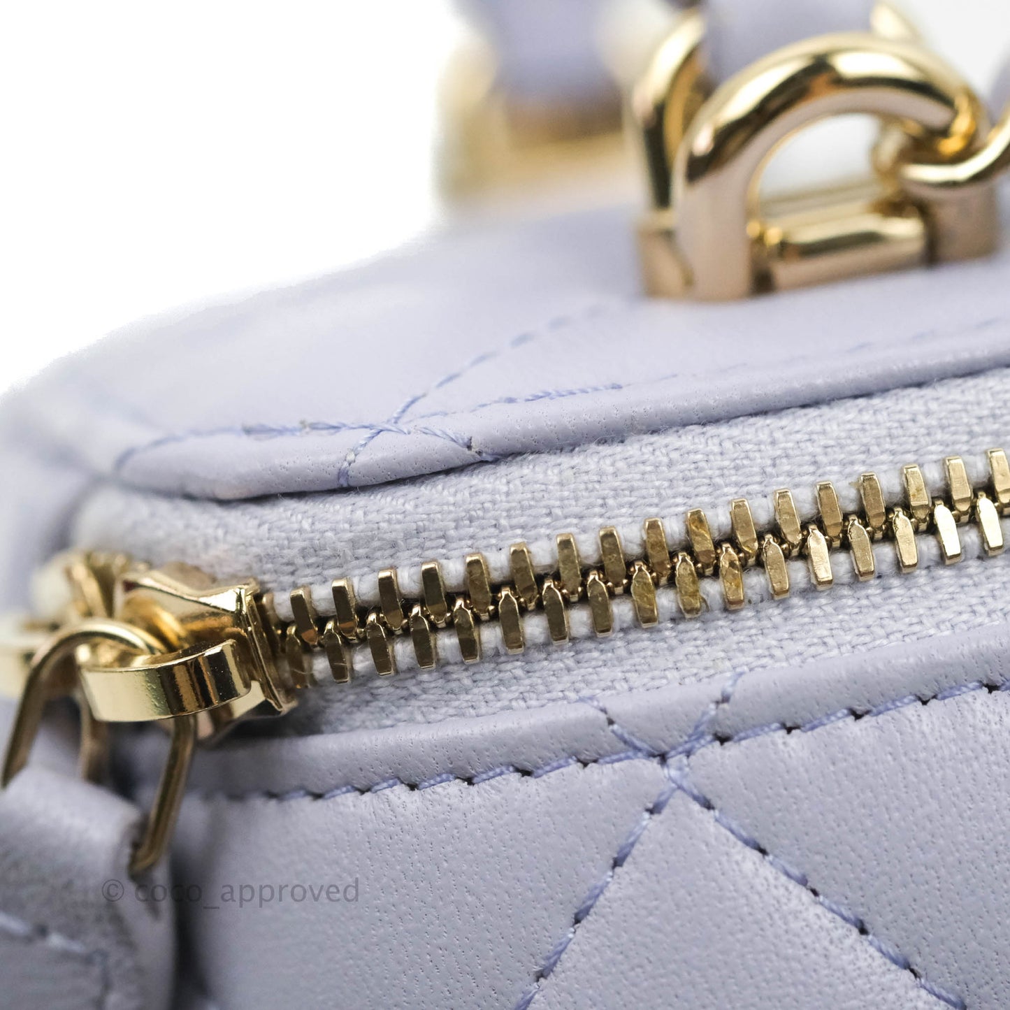 Chanel Mini Top Handle Vanity With Chain Lilac Lambskin Gold Hardware