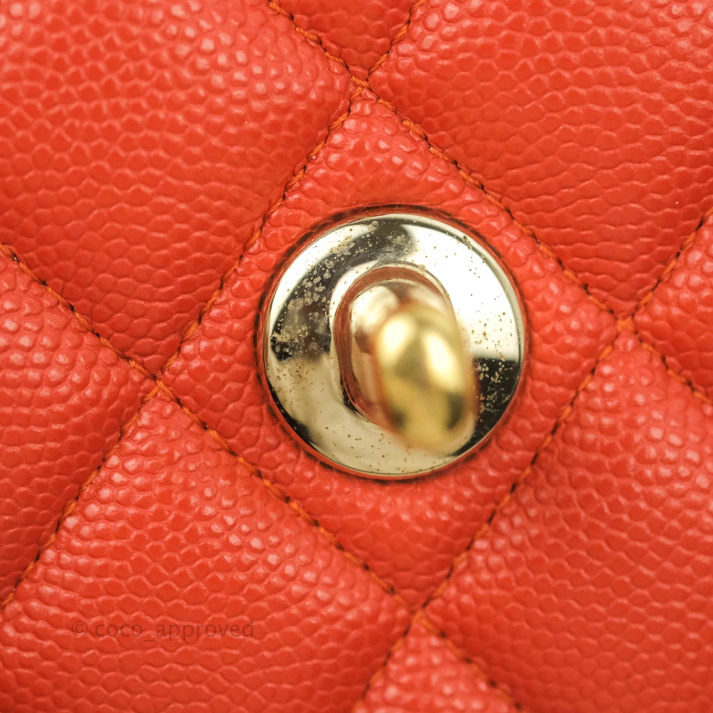 Chanel S/M Small Classic Quilted Flap Orange Caviar Gold Hardware 17B