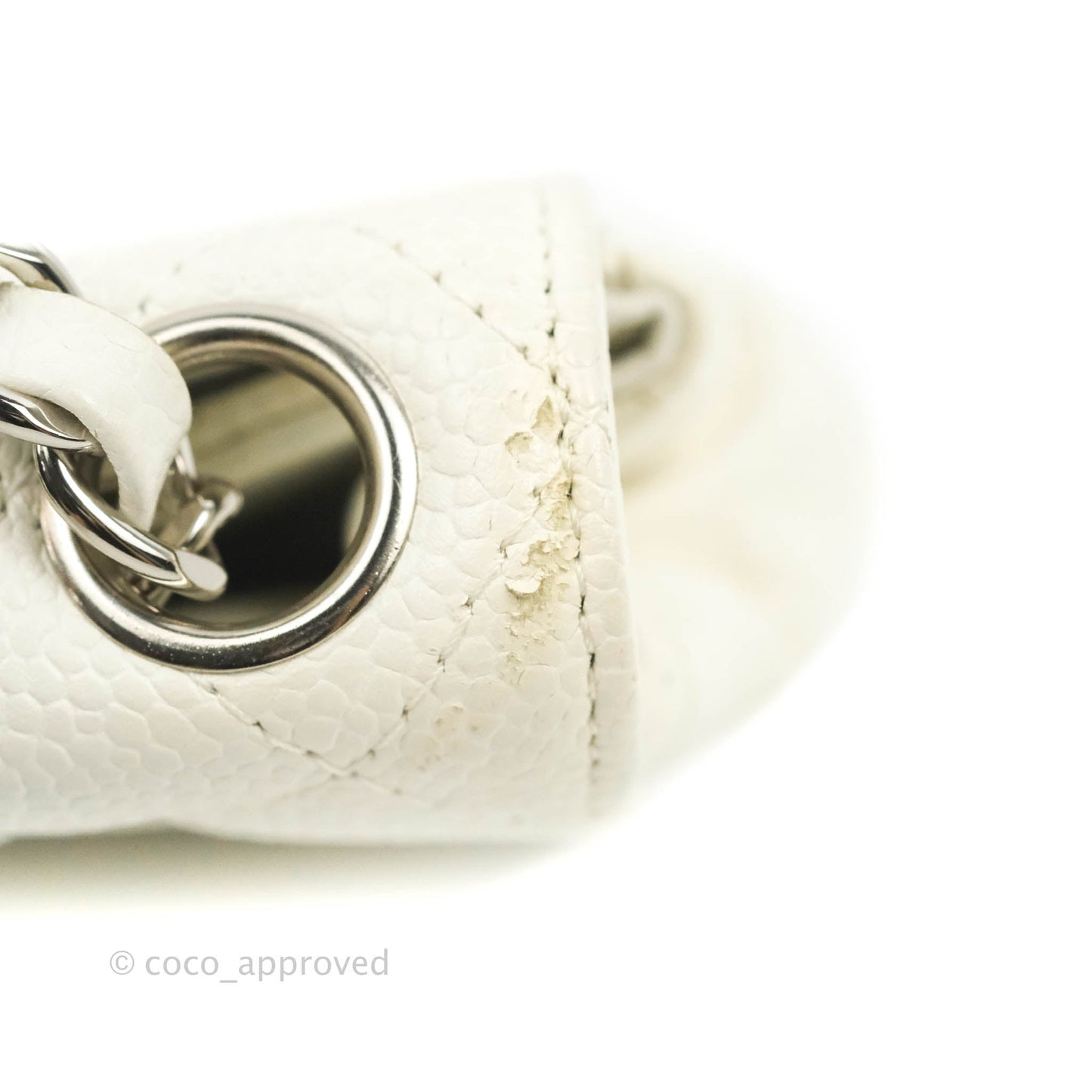 Chanel Quilted East West Flap White Soft Caviar Silver Hardware