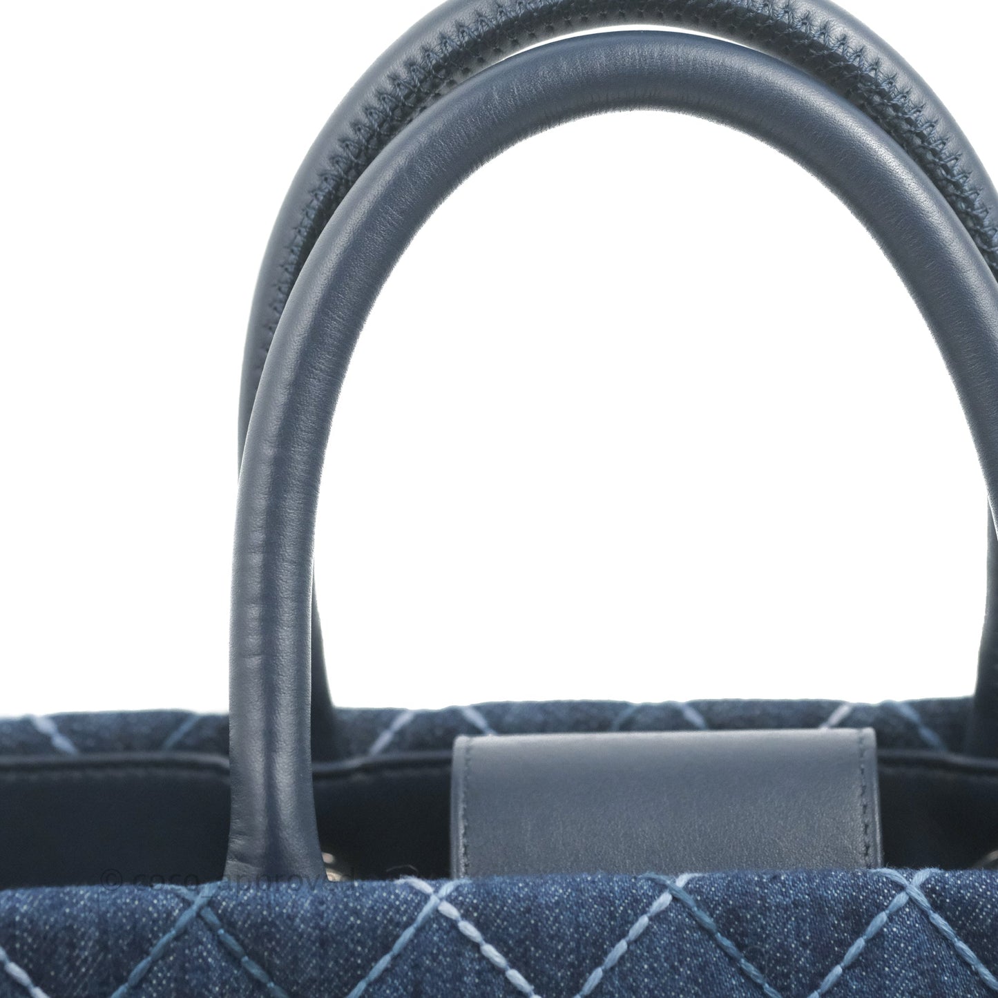 Chanel Quilted Medium Coco Handle Shopping Tote Denim Silver Hardware