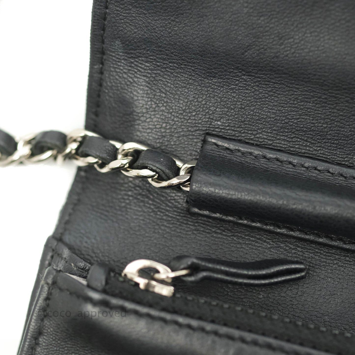 Chanel Camellia Wallet on Chain WOC Black Lambskin Silver Hardware