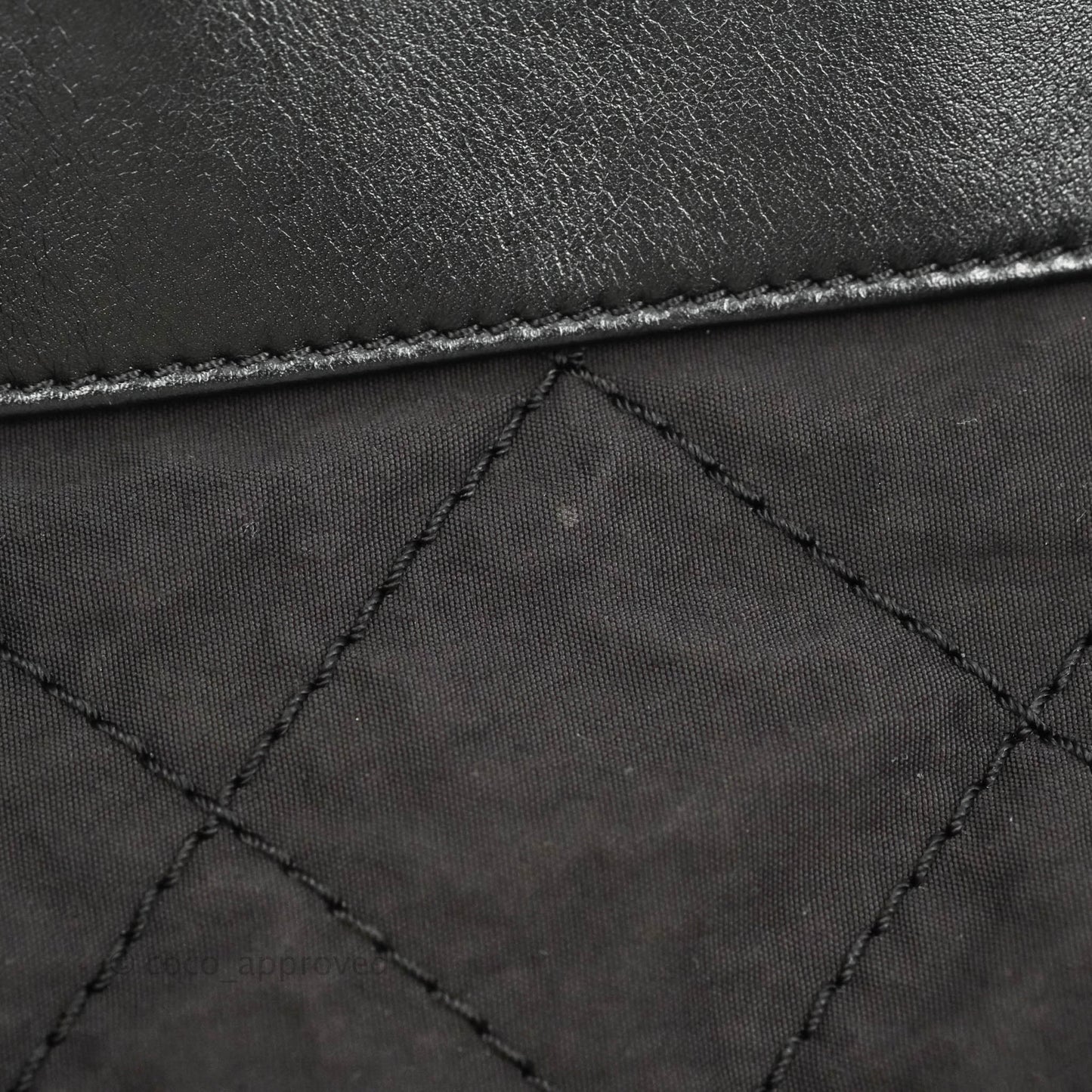 Chanel Quilted Trim Tweed Tote Black Fabric Silver Hardware
