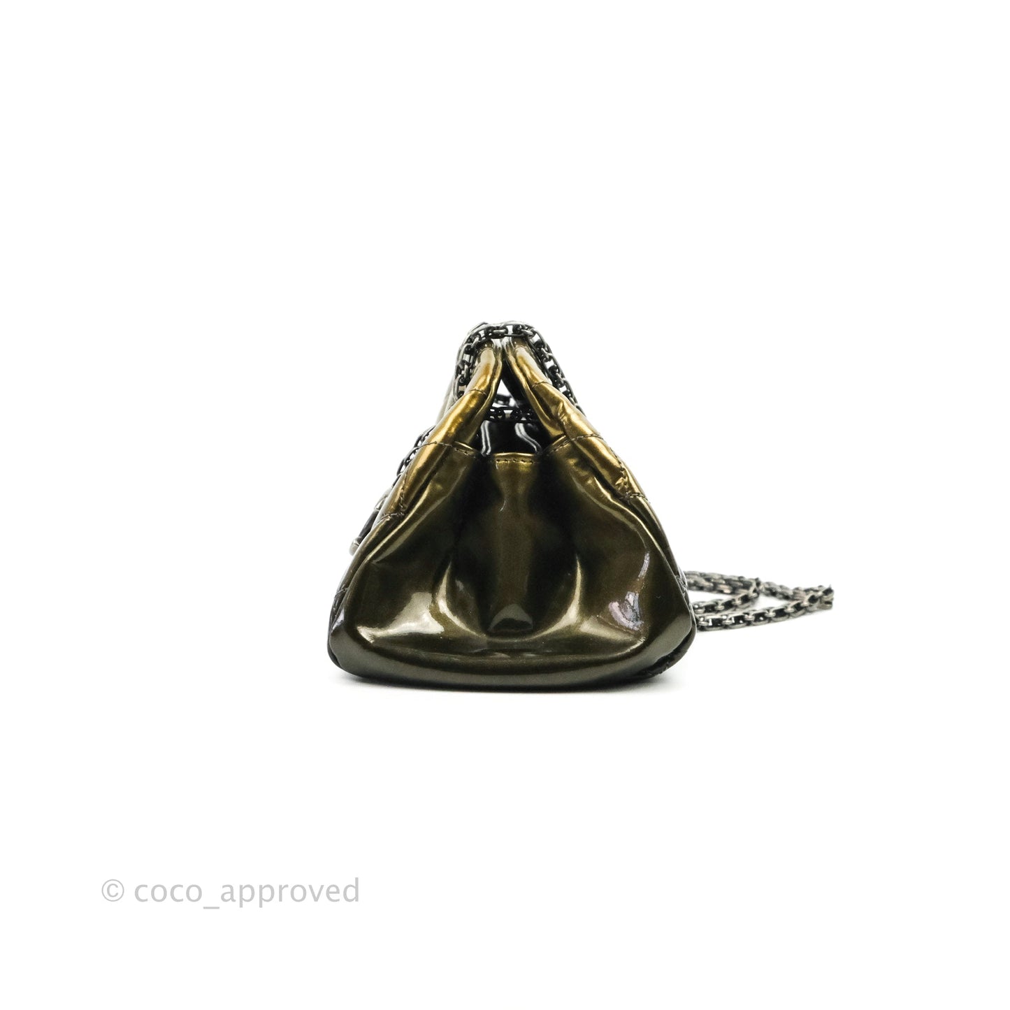 Chanel Small Mademoiselle Bowling Gradient Gold Patent Ruthenium Hardware
