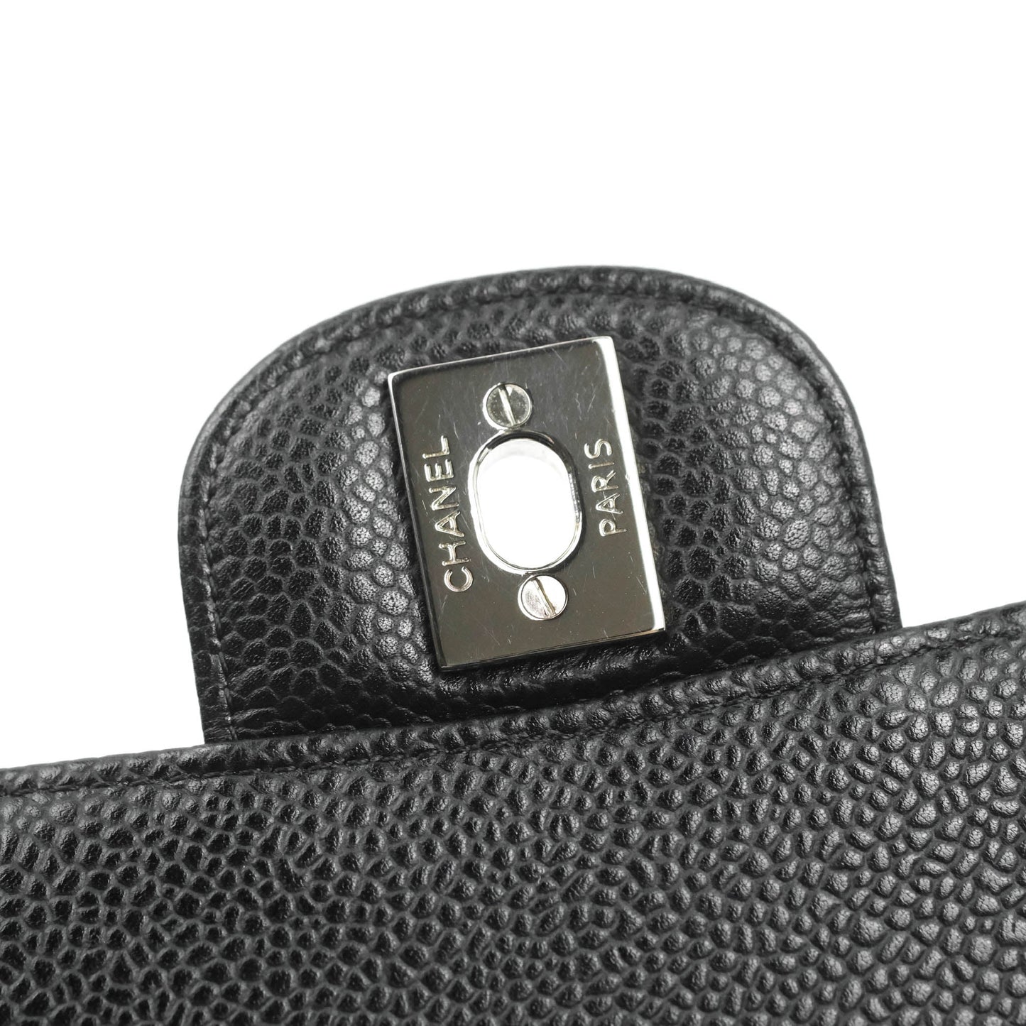 Chanel Quilted Classic M/L Medium Flap Black Caviar Silver Hardware