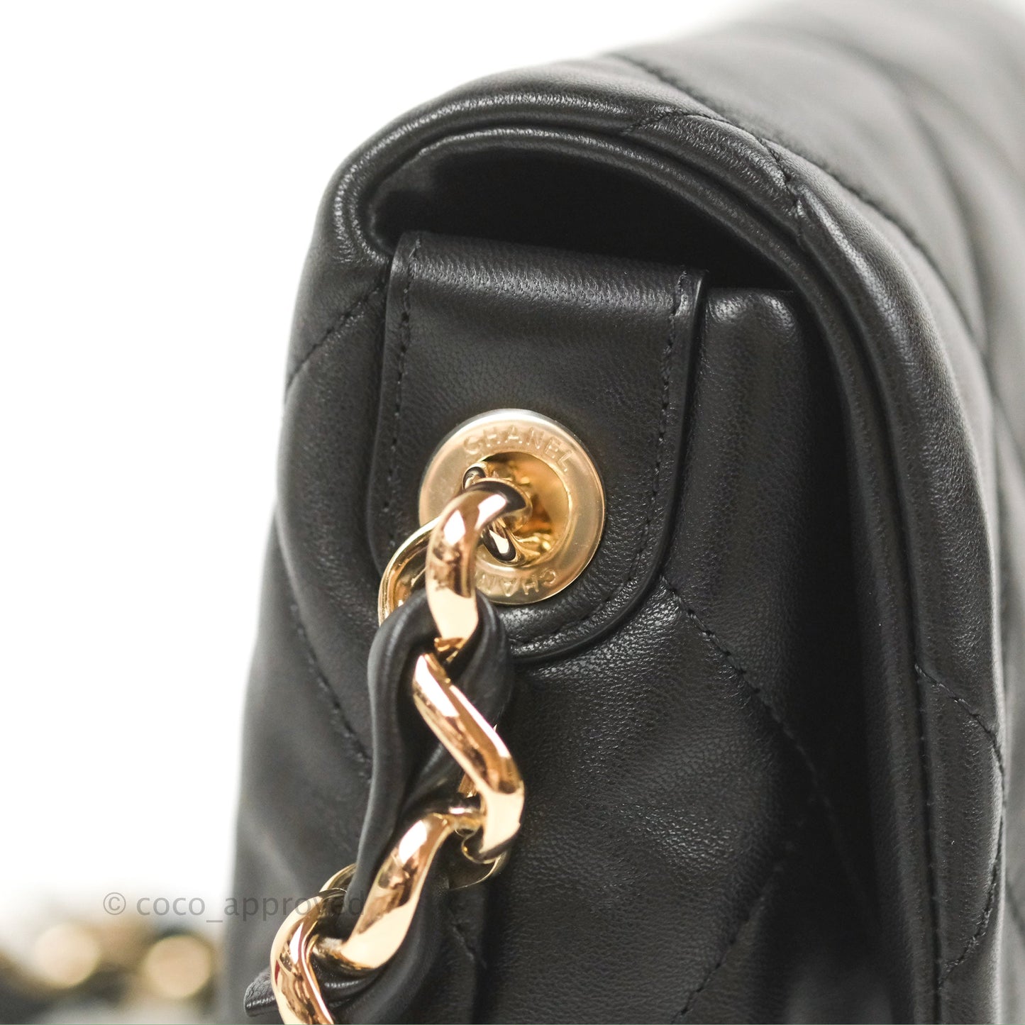 Chanel Small Logo Chain Flap Black Lambskin Gold Hardware