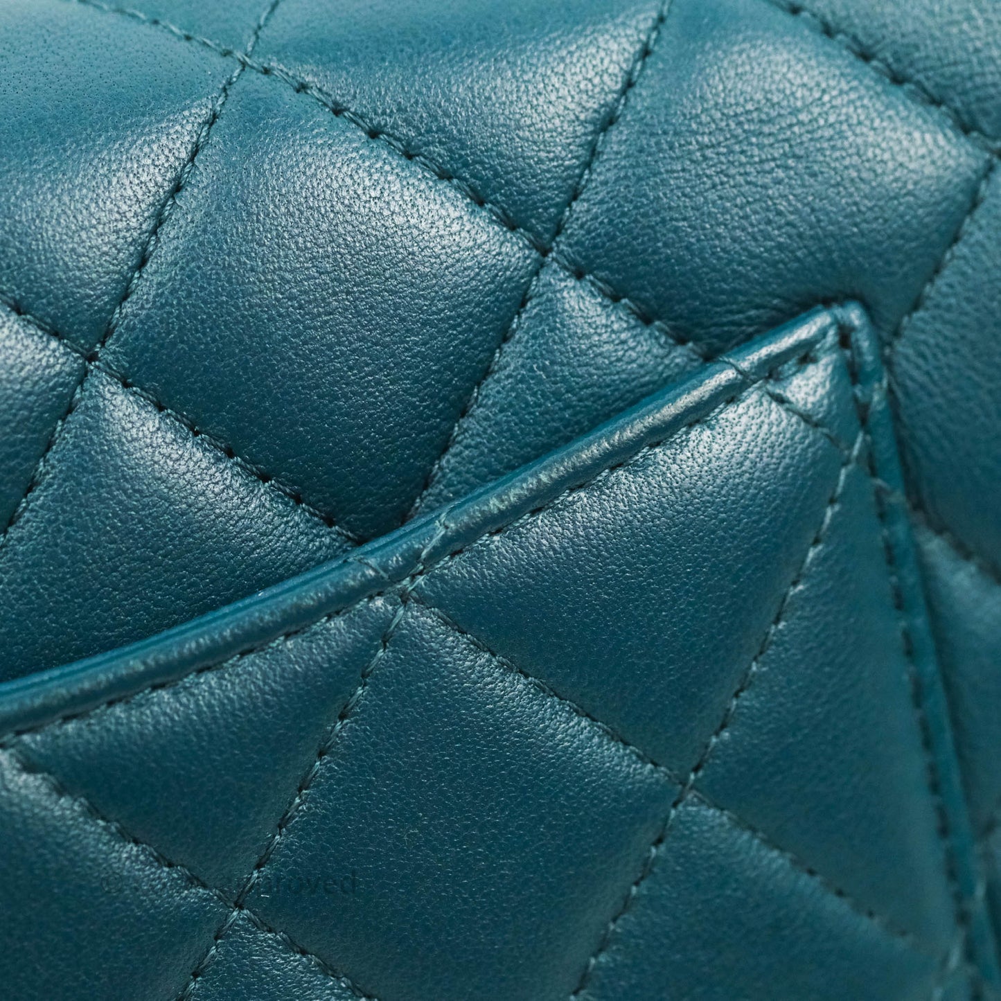 Chanel Quilted Mini Rectangular Flap Teal Lambskin Silver Hardware