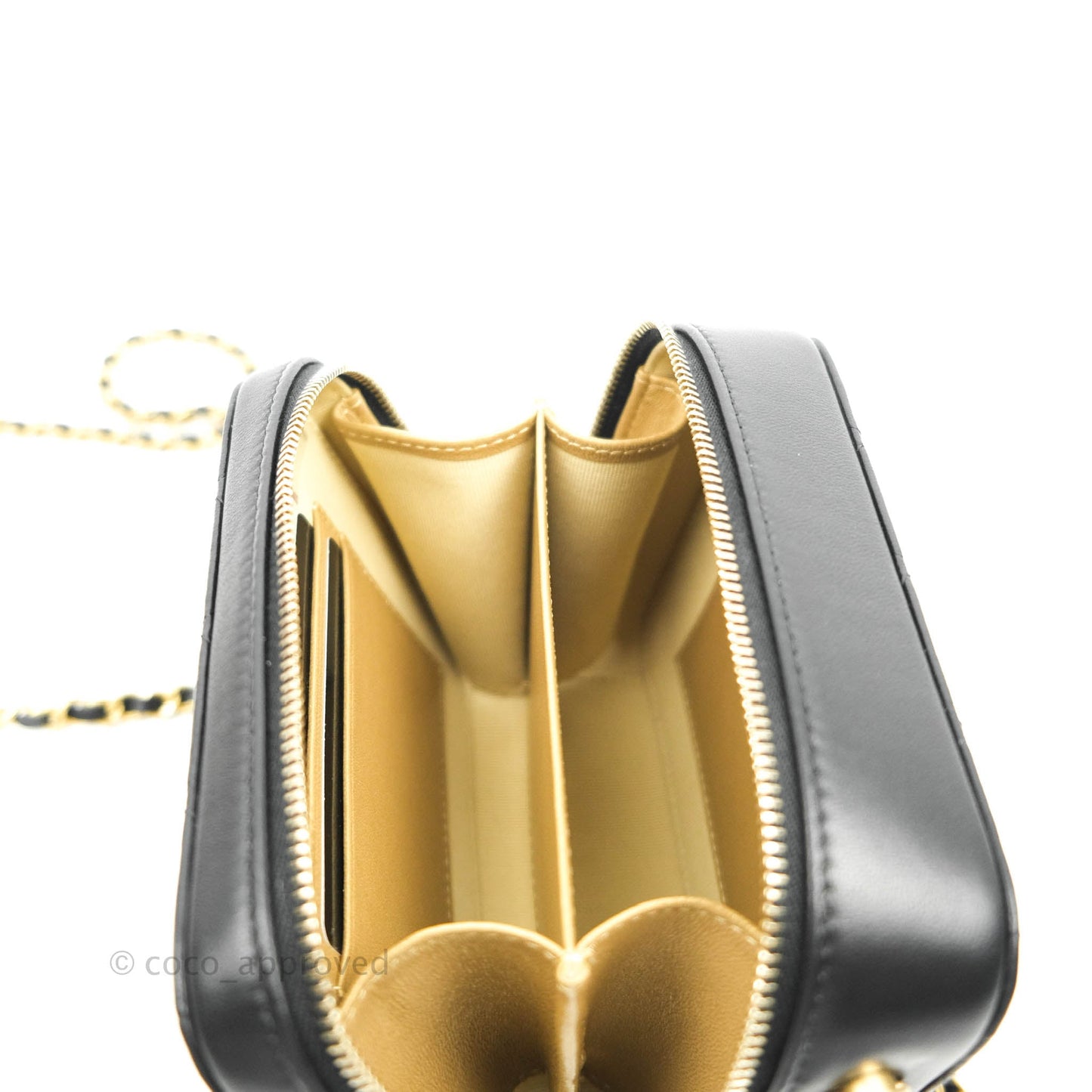 Chanel Mini Pearl Crush Quilted Camera Case Black Lambskin Aged Gold Hardware