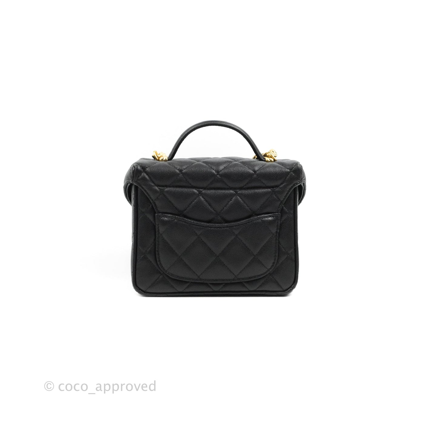 Chanel Small Vanity Flap Bag With Handle Black Caviar Gold Hardware 23C