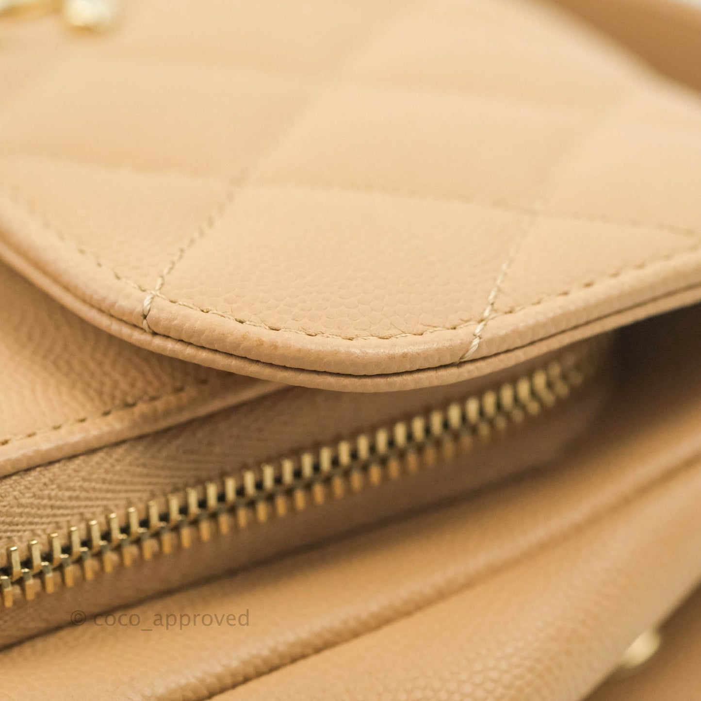 Chanel Quilted Small Business Affinity Flap Beige Caviar Gold Hardware
