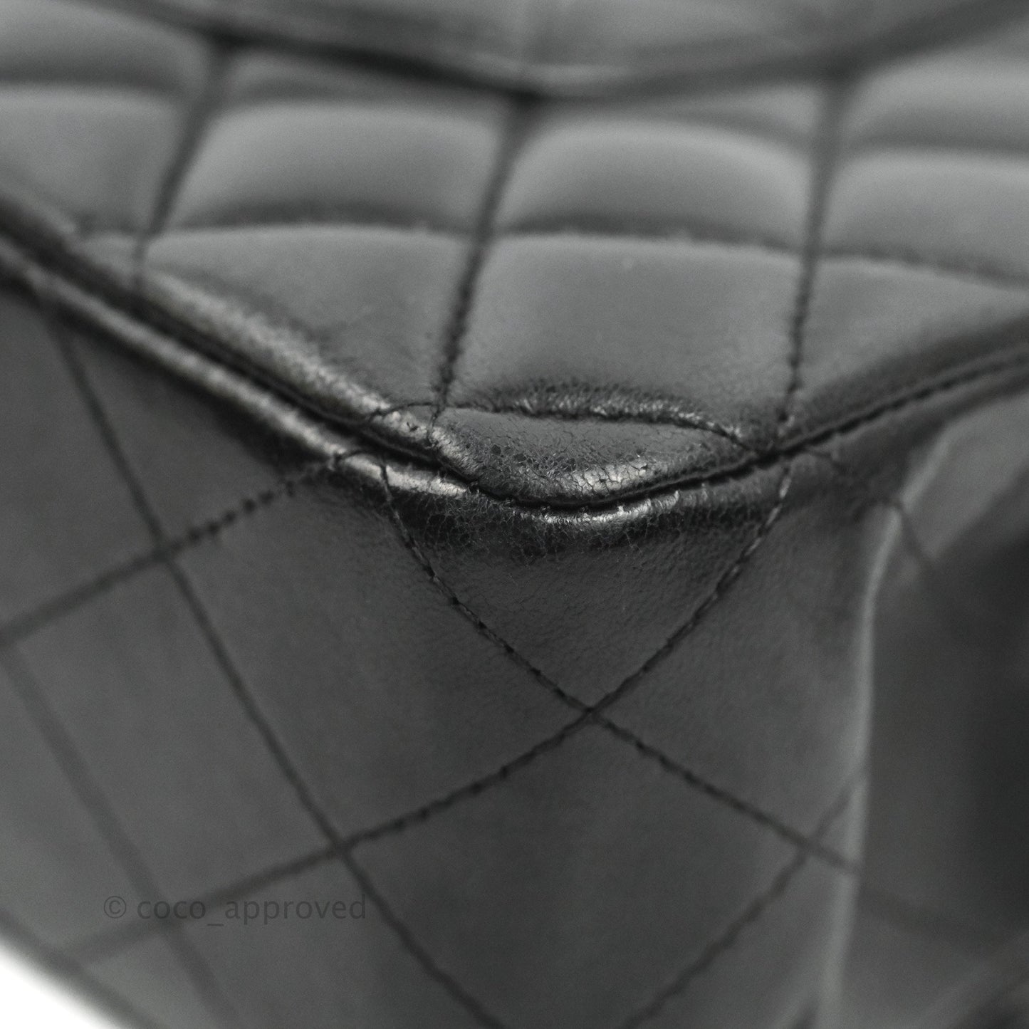 Chanel Classic M/L Medium Flap Quilted Black Lambskin Silver Hardware