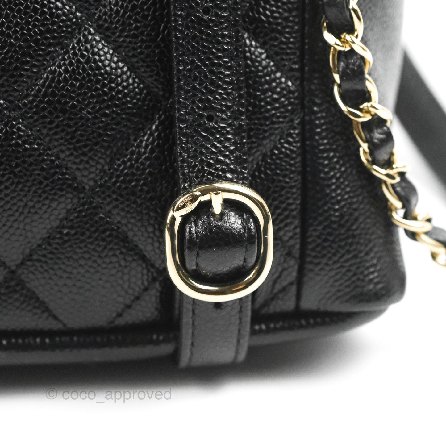 Chanel Duma Backpack Small Black Caviar Gold Hardware 23P