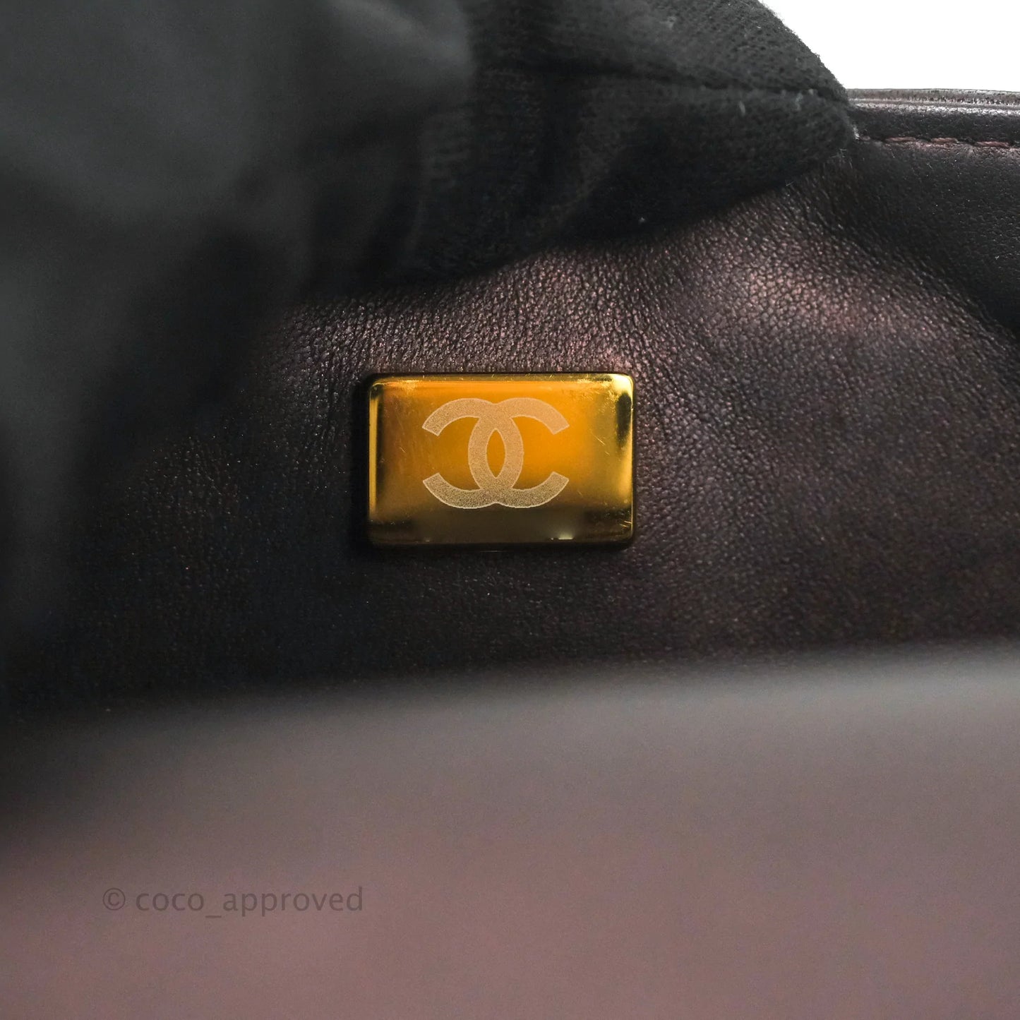 Chanel Top Handle Mini Rectangular Flap Bag Dark Purple Lambskin Gold Hardware
