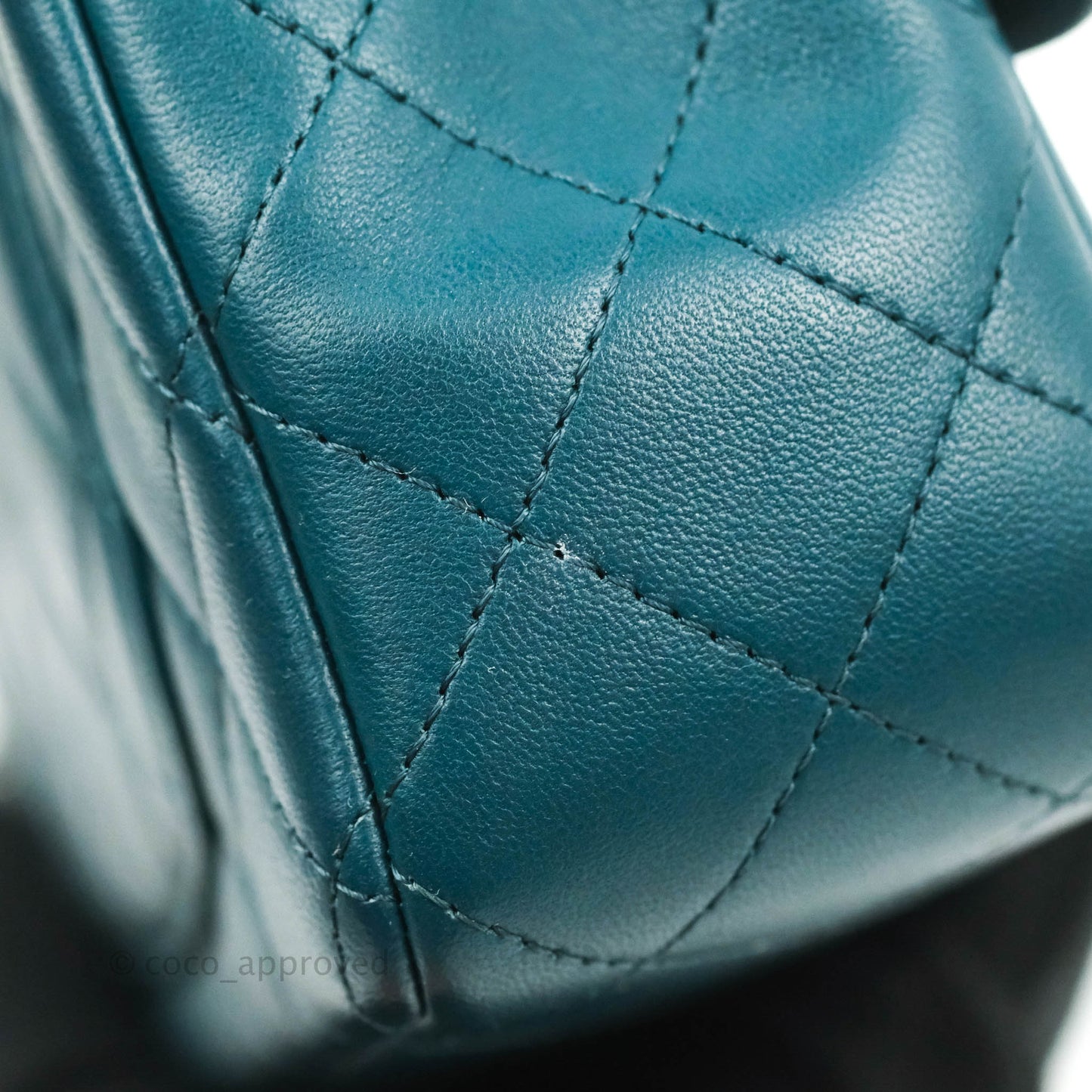 Chanel Quilted Mini Rectangular Flap Teal Lambskin Silver Hardware