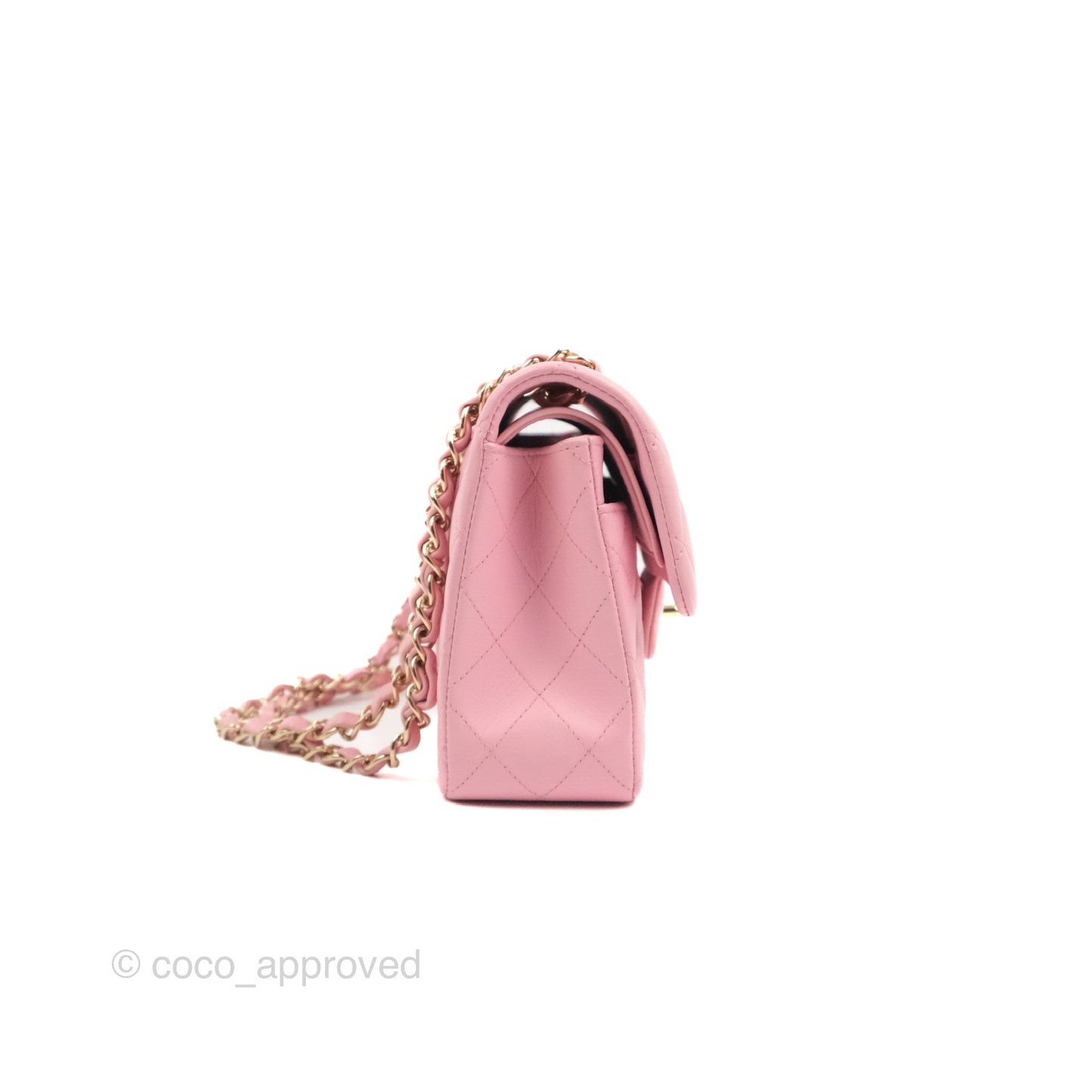Chanel Small Classic Quilted Flap Pink Lambskin Gold Hardware