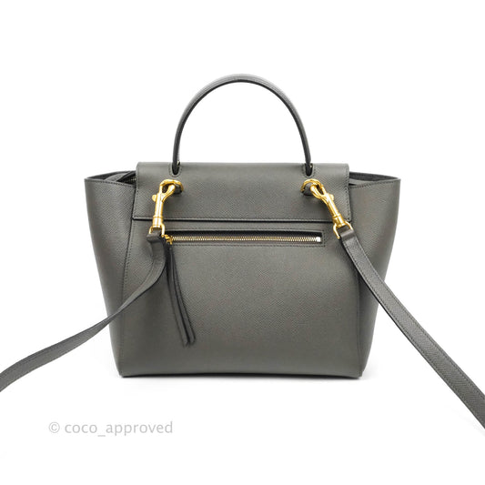 Celine Micro Belt Bag Grey Grained Calfskin Gold Hardware