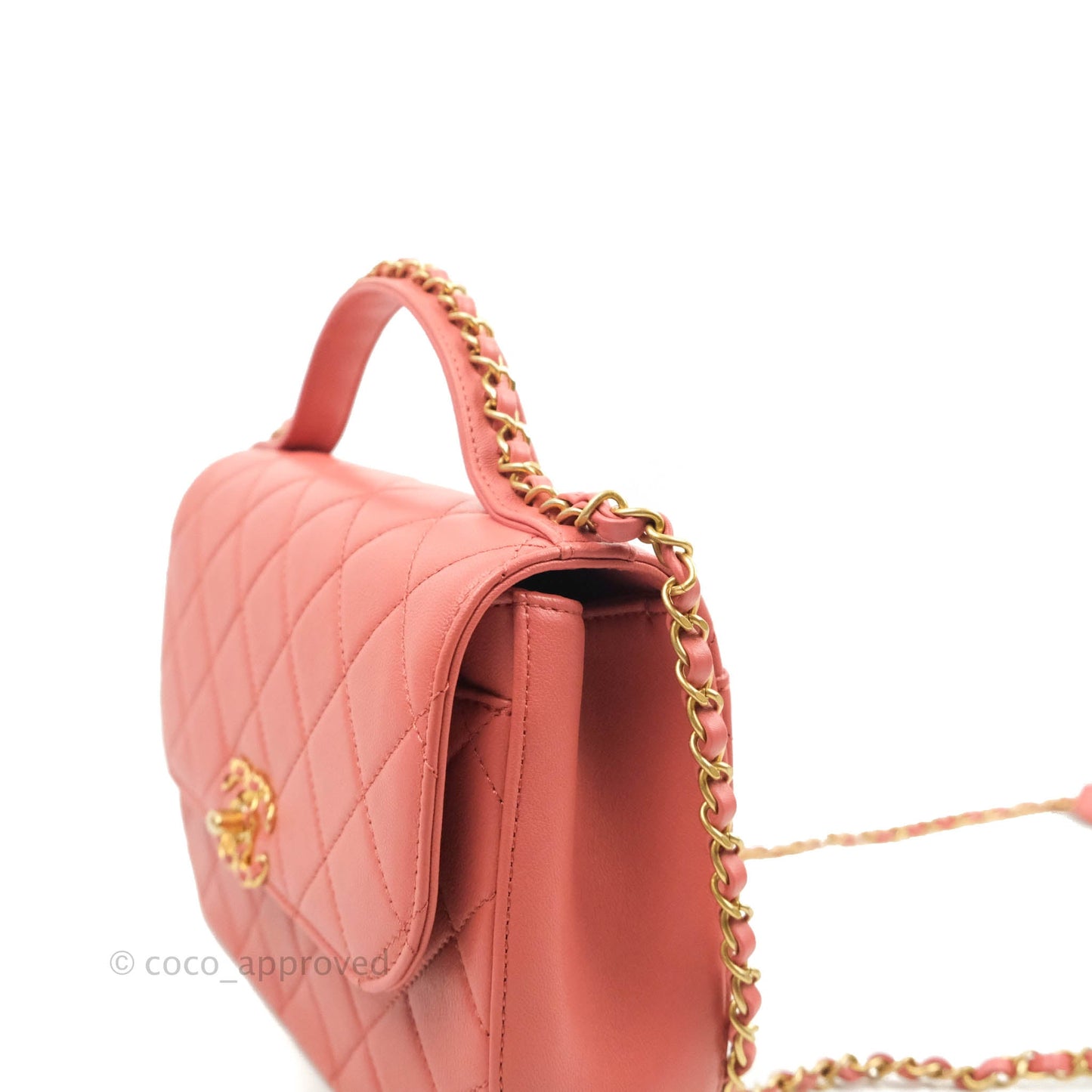 Chanel Quilted Chain Infinity Handle Bag Pink Lambskin Aged Gold Hardware