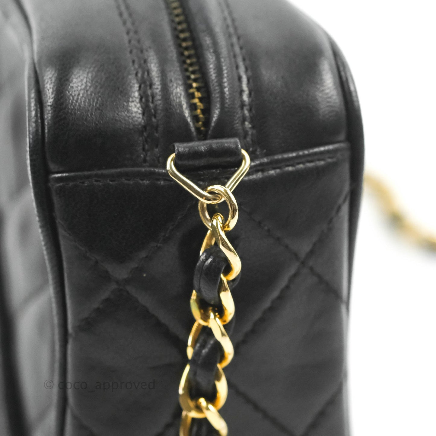 Chanel Vintage Small Camera Bag Black Lambskin Gold Hardware