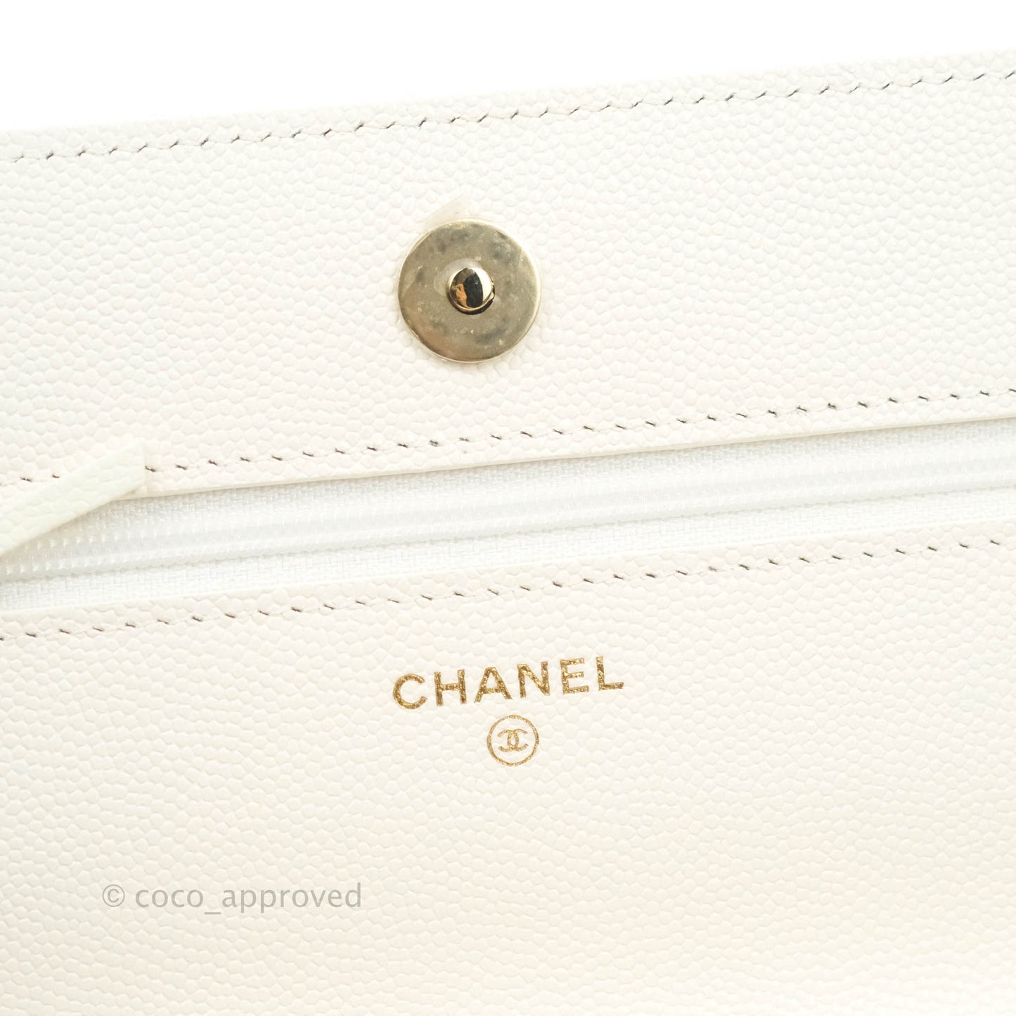 Chanel Quilted WOC White Caviar Gold Hardware With Charms