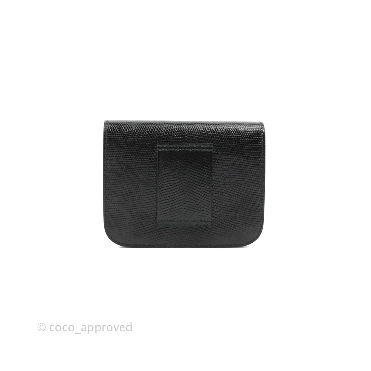 Hermès Constance Slim Wallet Black Lizard Leather Rose Gold Hardware