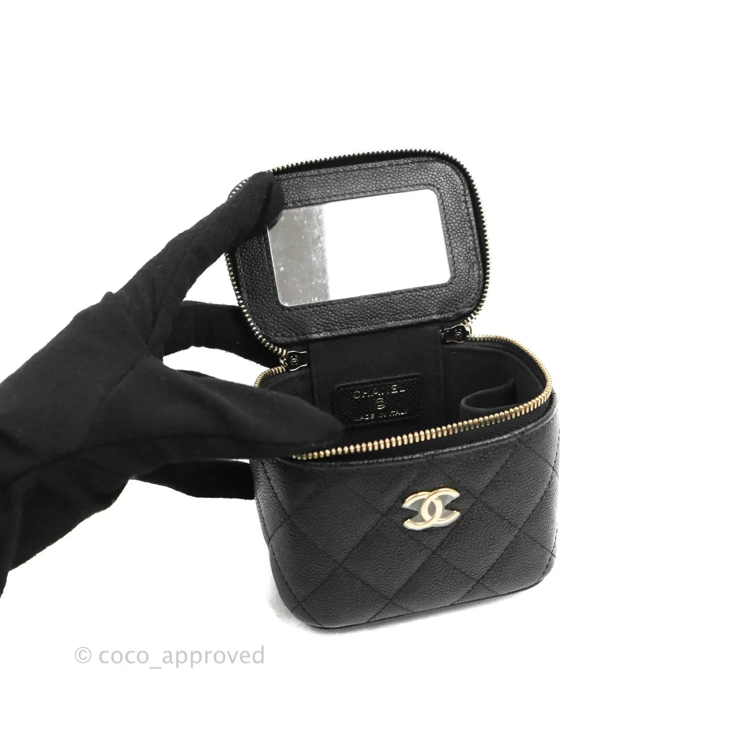 Chanel Classic Mini Vanity With CC Chain Black Caviar Gold Hardware