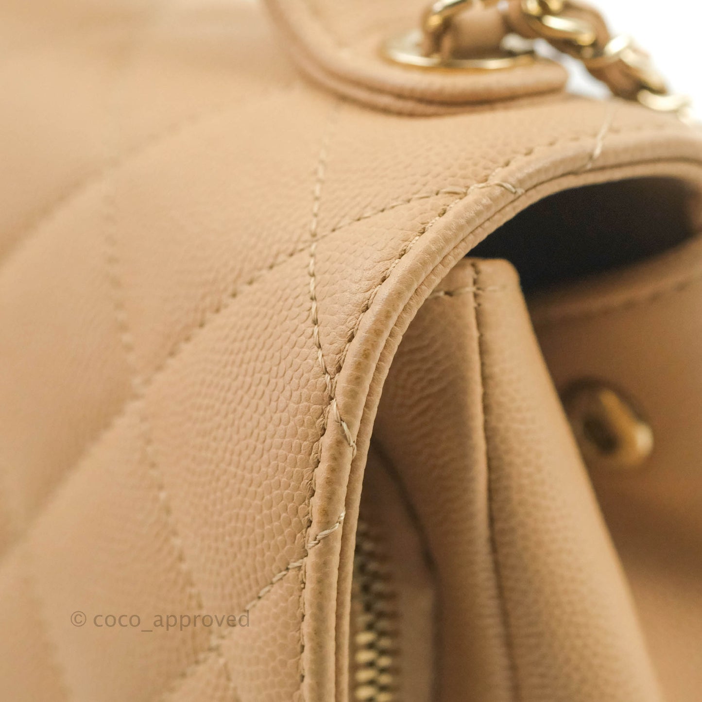 Chanel Quilted Small Business Affinity Flap Beige Caviar Gold Hardware