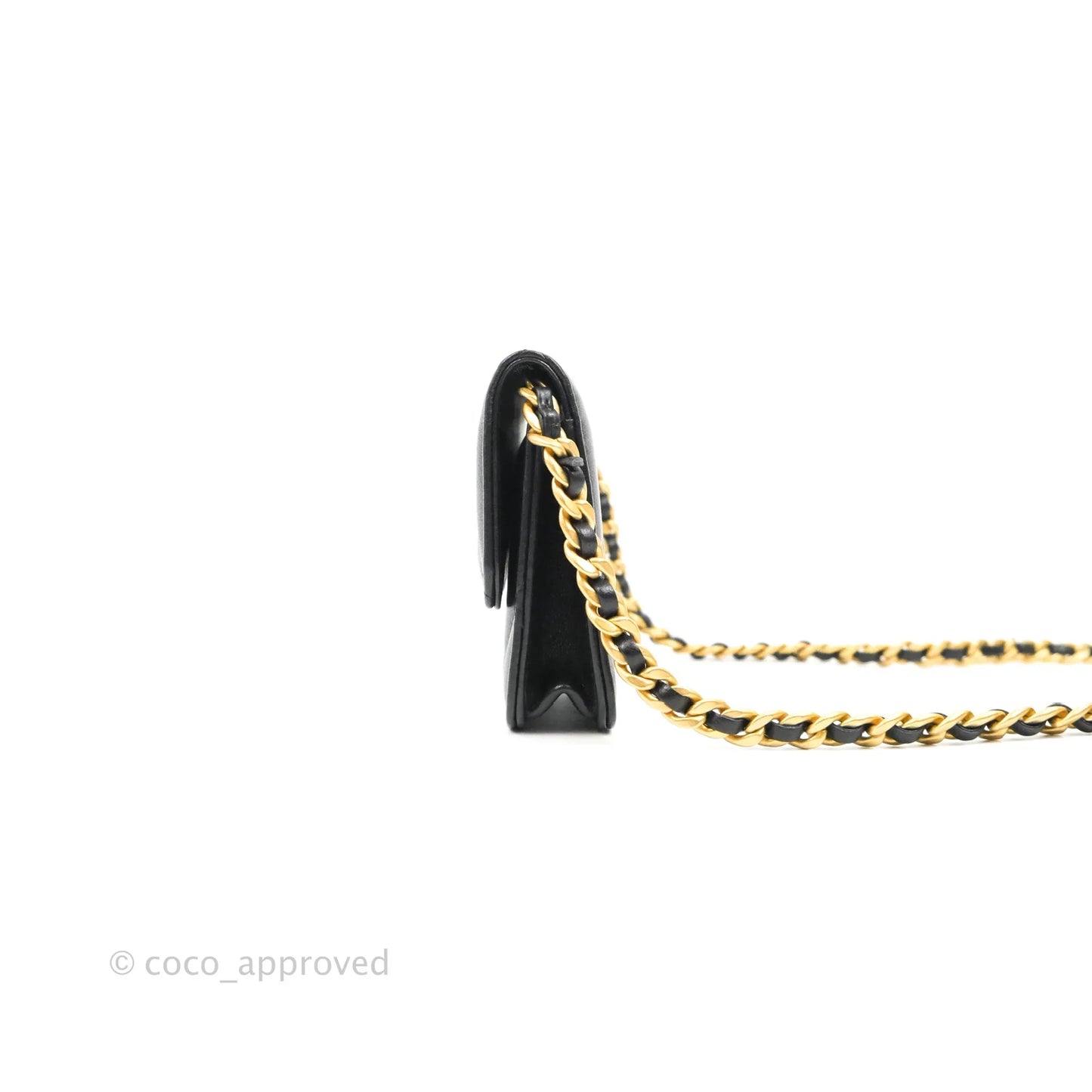 Chanel 19 Card Holder With Chain Black Mixed Hardware