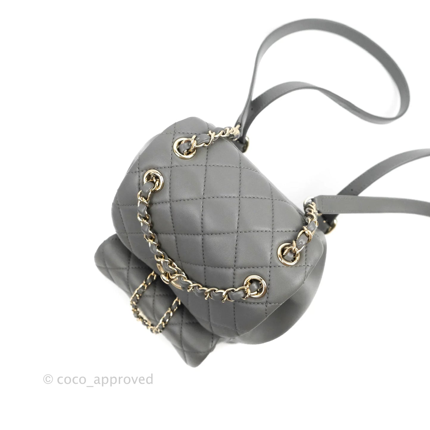 Chanel Quilted Small Duma Drawstring Backpack Grey Lambskin