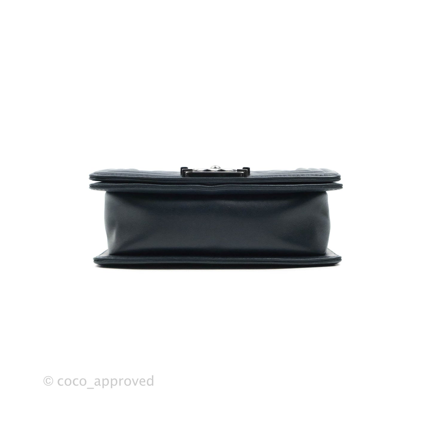 Chanel Small Quilted Boy Navy Calfskin Gun Metal