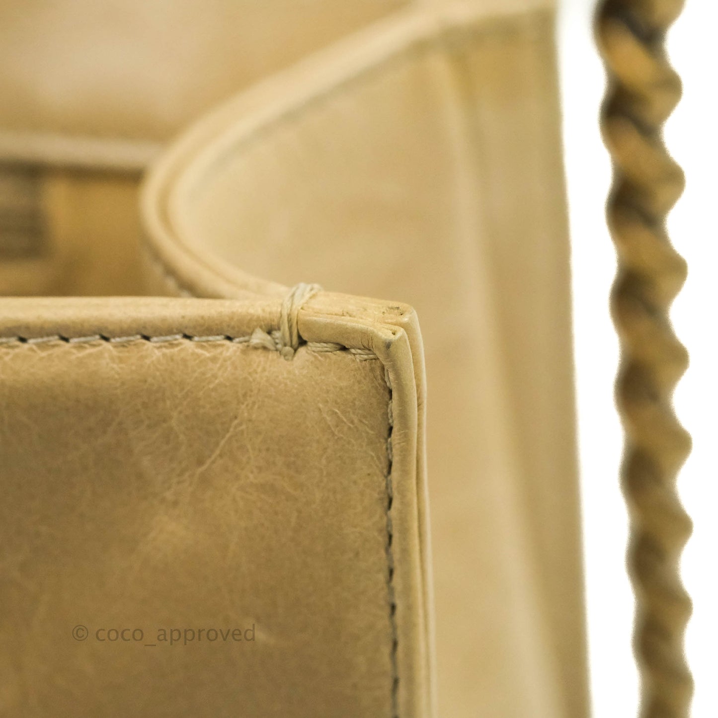 Chanel Quilted Large Boy Beige Aged Calfskin Aged Gold Hardware