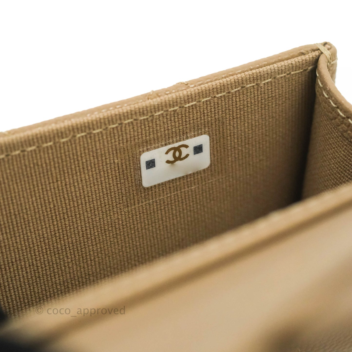 Chanel Mini Wallet With Chain Dark Beige Caviar Gold Hardware
