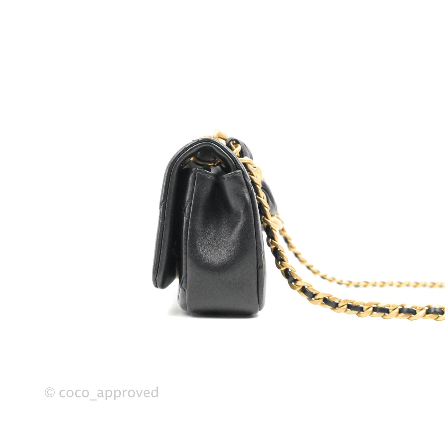 Chanel Entwined Chain Bag Black Lambskin Aged Gold Hardware