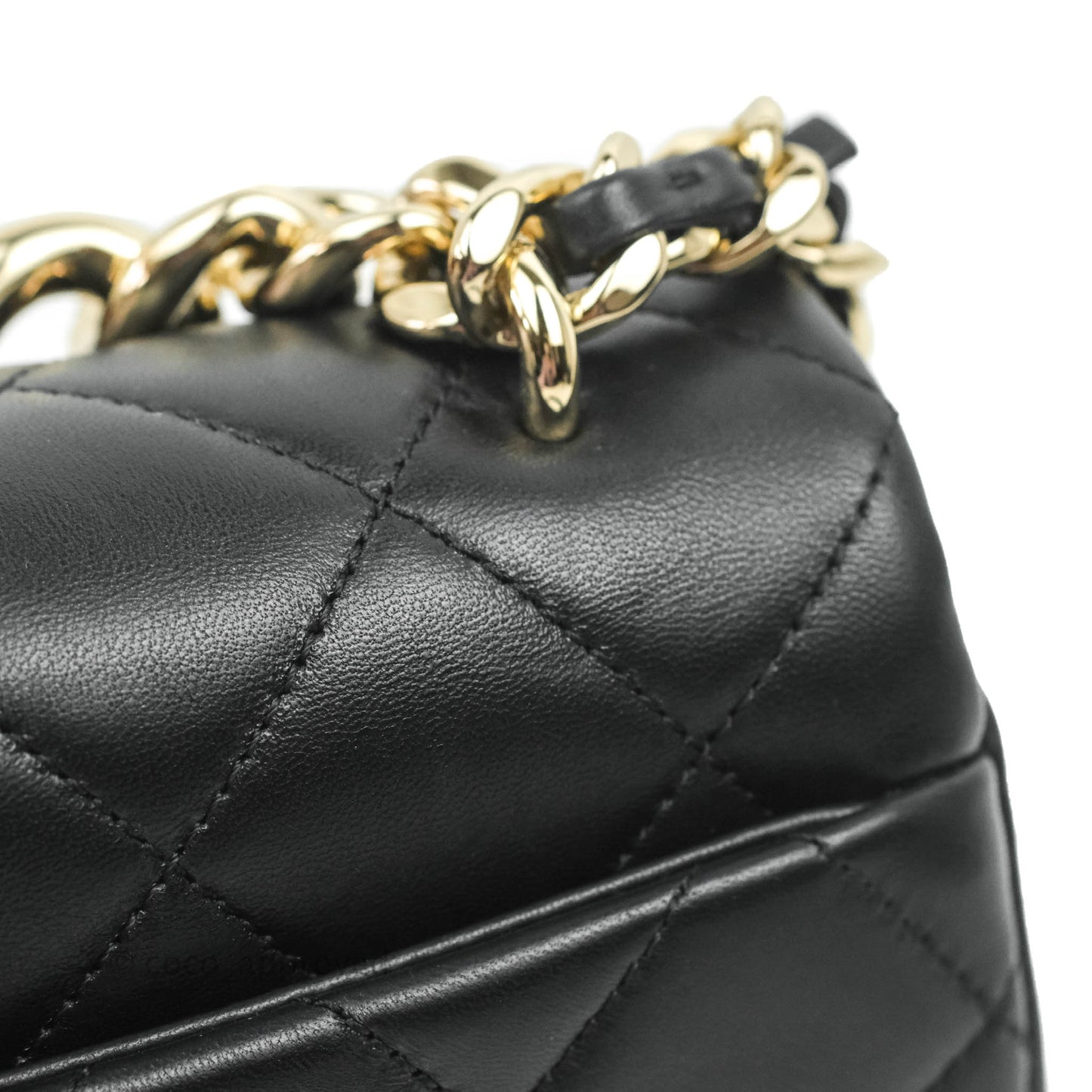 Chanel Quilted Large Resin Bi-Color Chain Flap Bag Black Lambskin