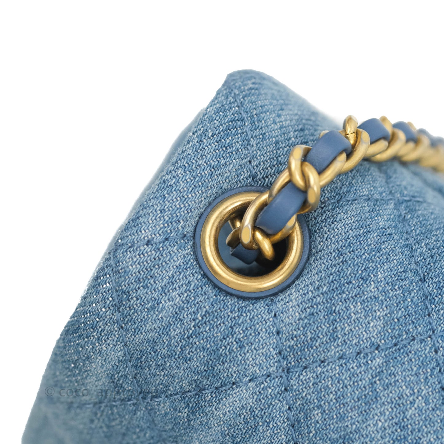 Chanel Mini Rectangular Pearl Crush Quilted Denim Aged Gold Hardware 22C