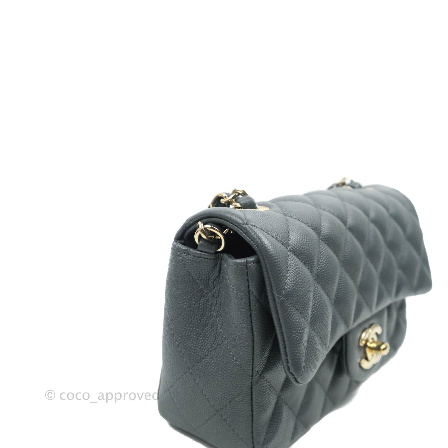 Chanel Quilted Mini Rectangular Flap Grey Caviar Gold Hardware 18B