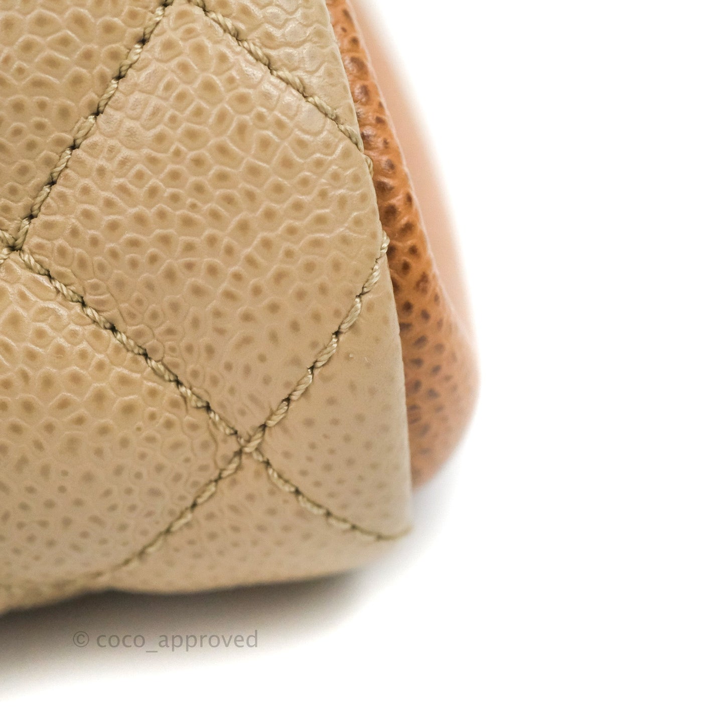 Chanel Medium Mademoiselle Bowling Beige/Brown Caviar Silver Hardware