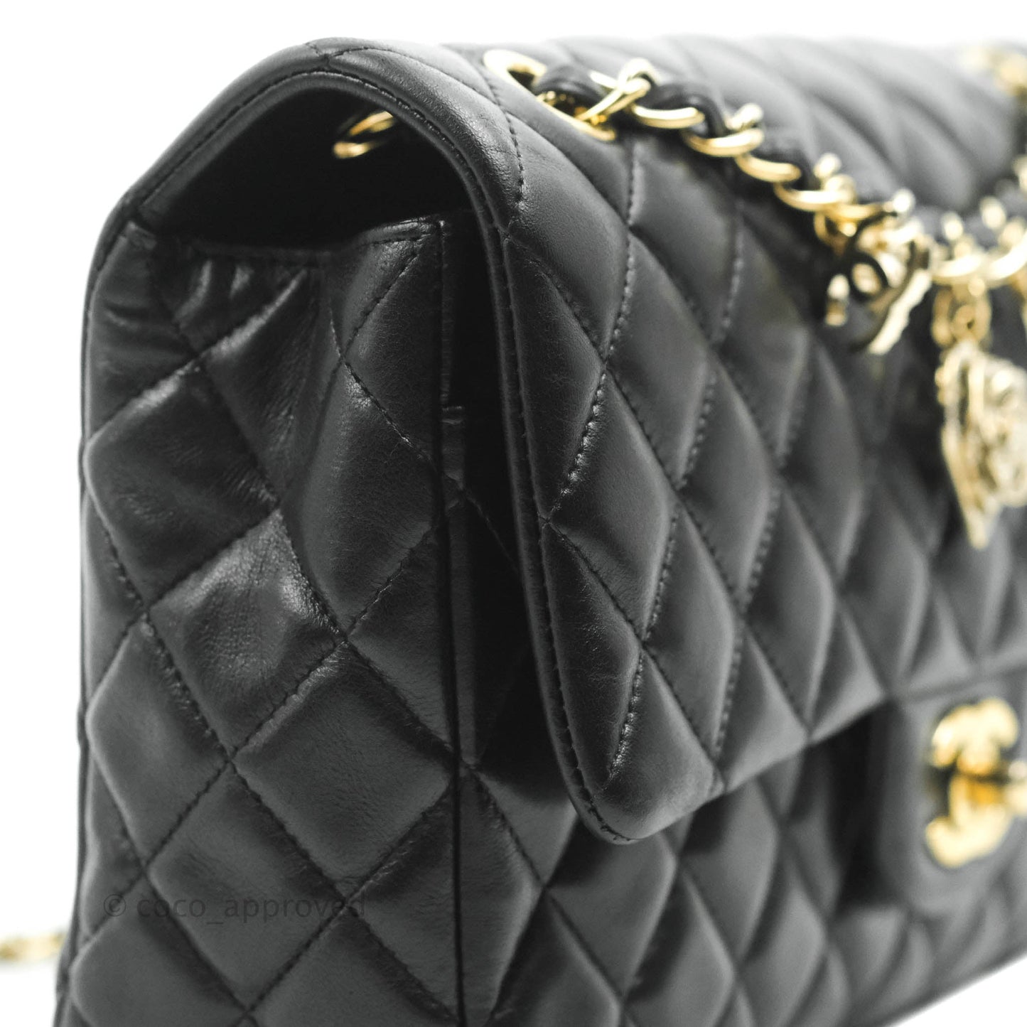 Chanel M/L Medium Flap Bag Valentine Limited Edition Black Lambskin Gold Hardware