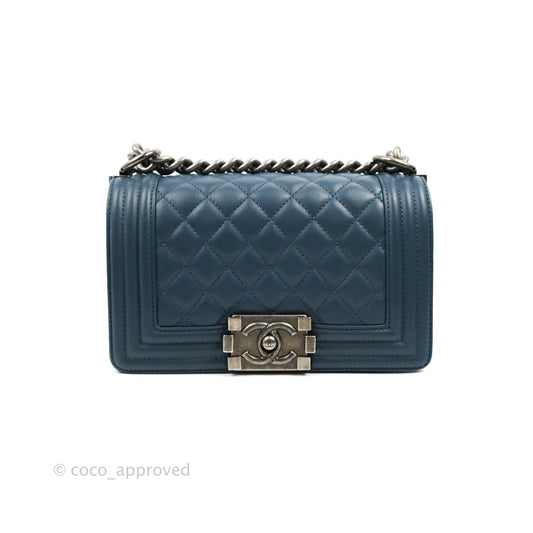 Chanel Boy Small Navy Calfskin Ruthenium Hardware