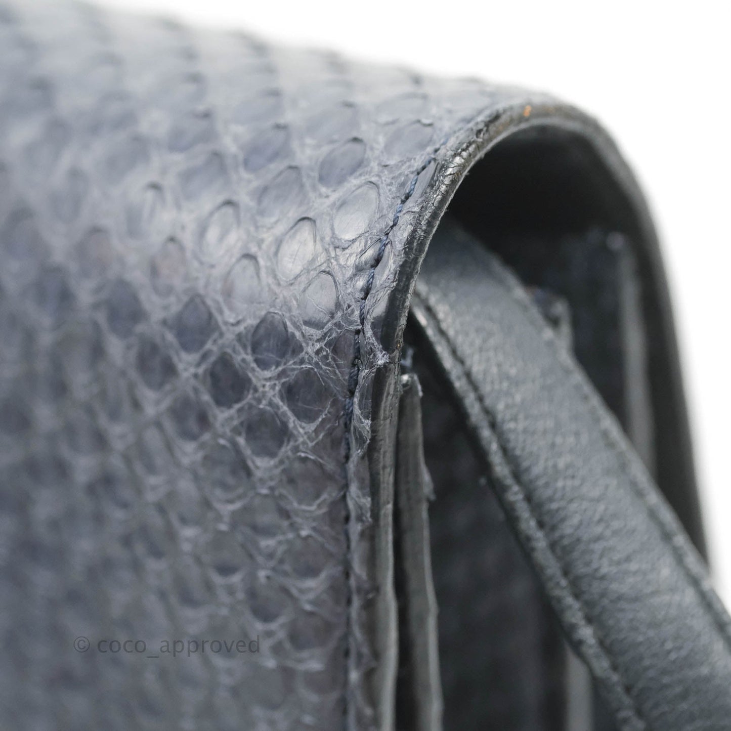 Celine Medium Classic Box Flap Grey Blue Python Gold Hardware
