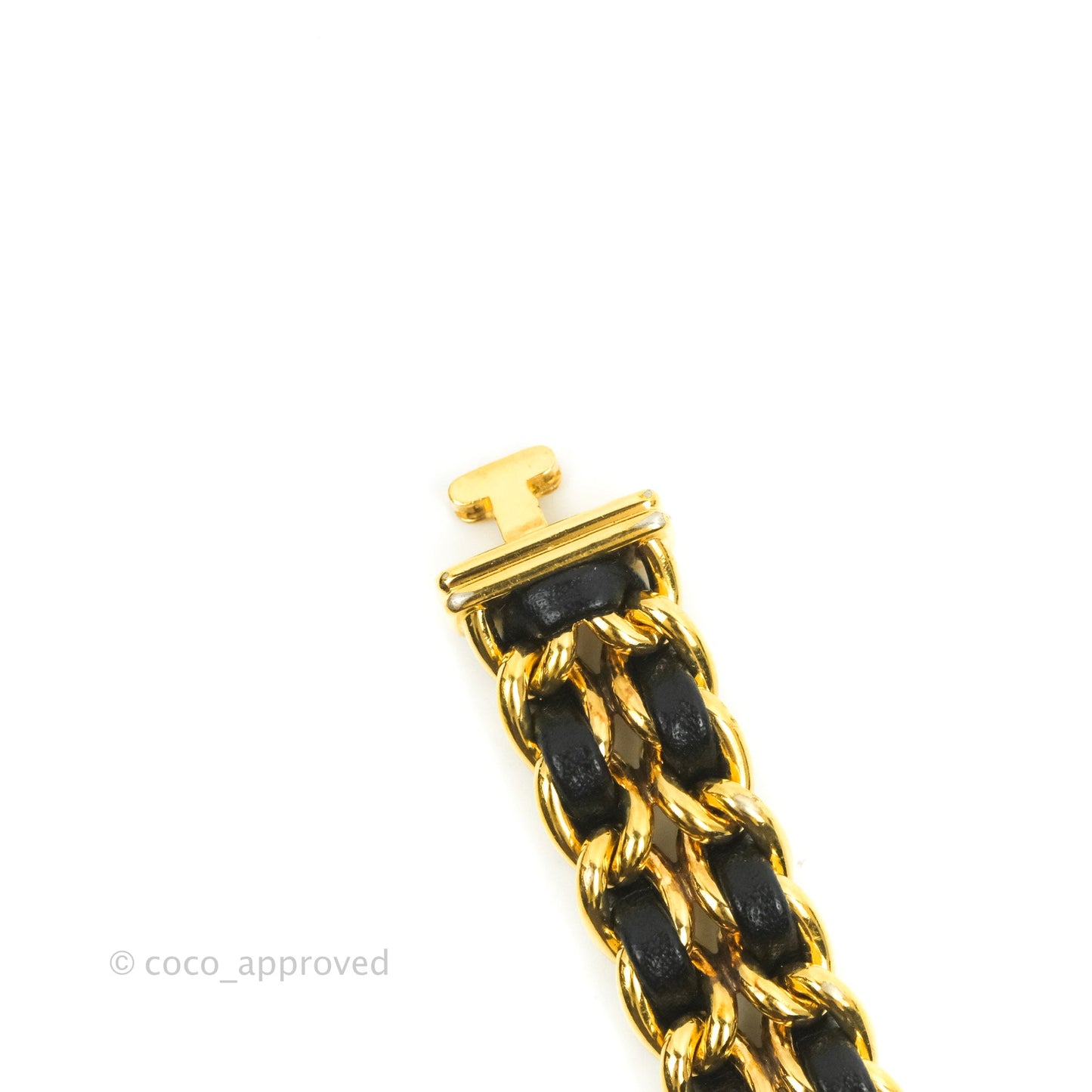 Chanel Vintage Première Watch Black Leather Gold Plated Size L