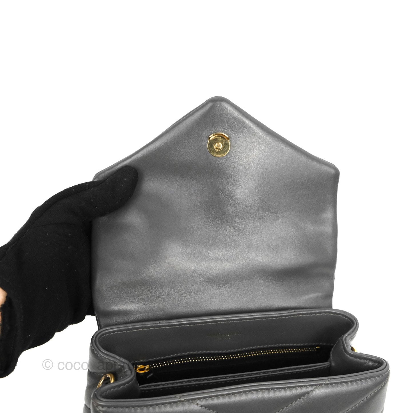 Saint Laurent Loulou Toy Quilted Leather Shoulder Bag Dark Grey