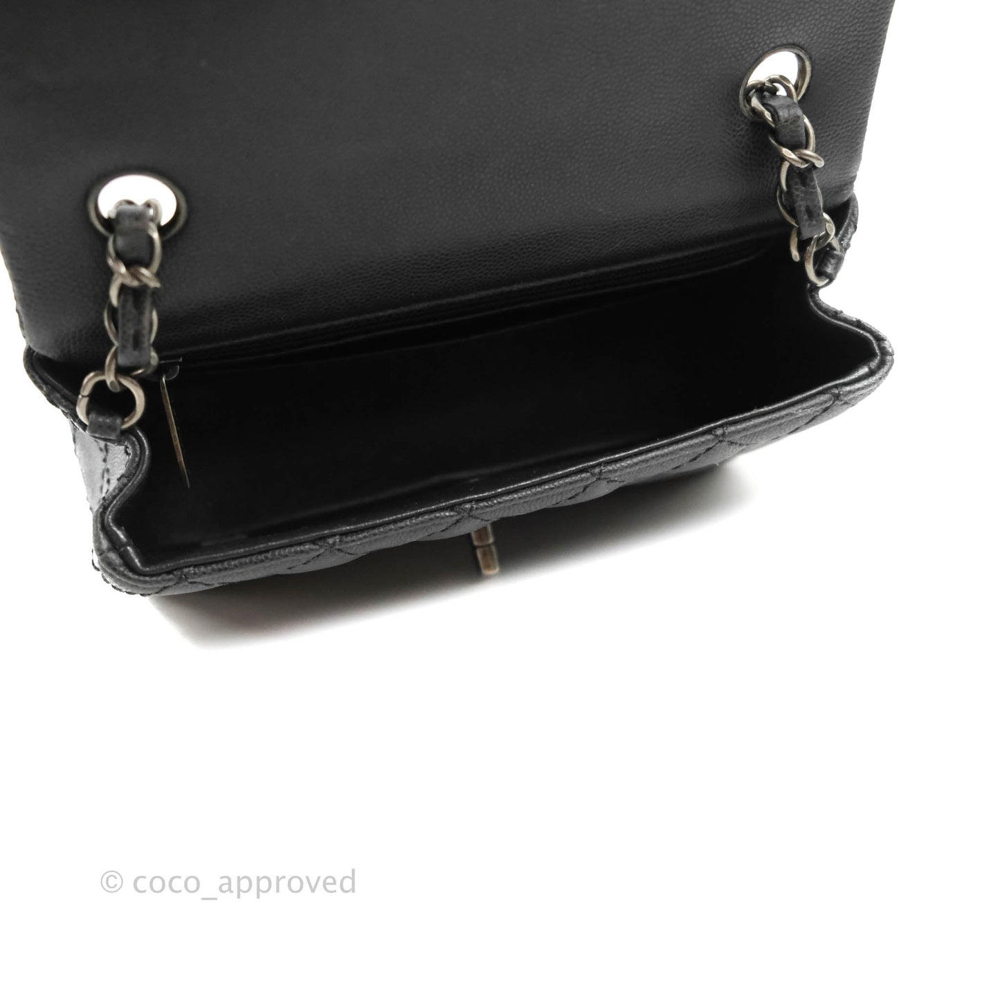 Chanel Quilted Mini Rectangular Dark Grey Caviar Ruthenium Hardware