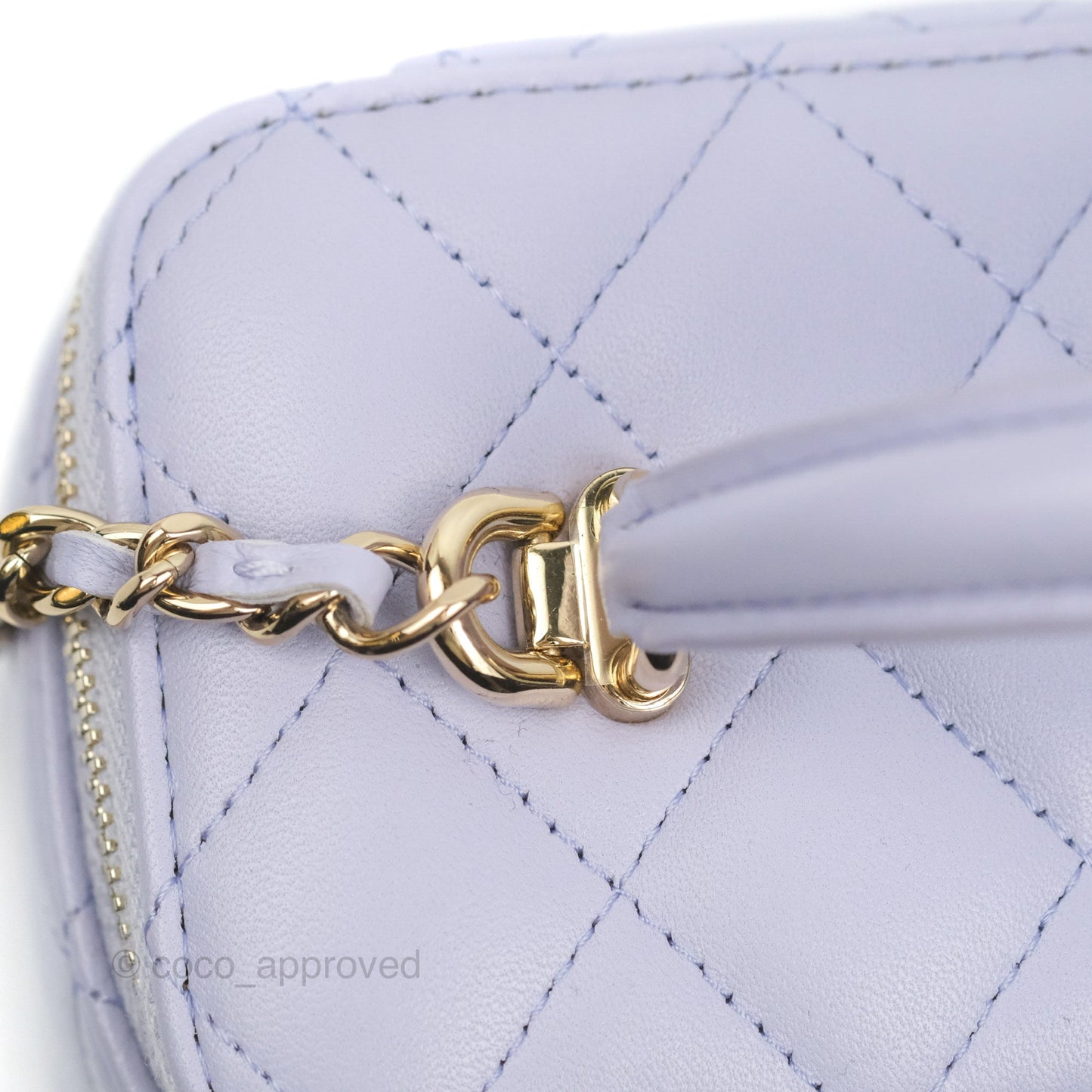 Chanel Vanity Rectangular Top Handle Lilac Lambskin Gold Hardware
