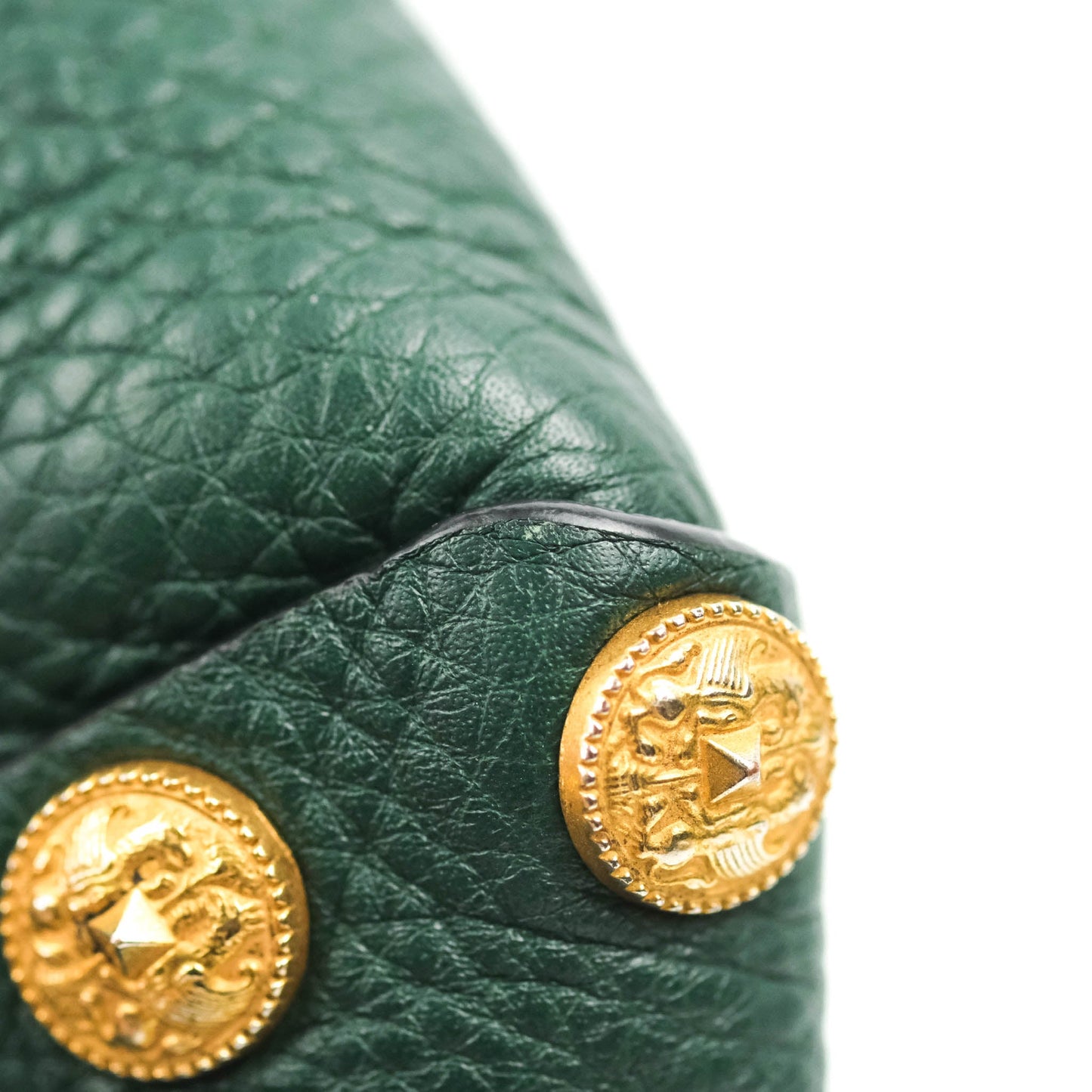Valentino Large Gryphon Stud Tote Green Grained leather