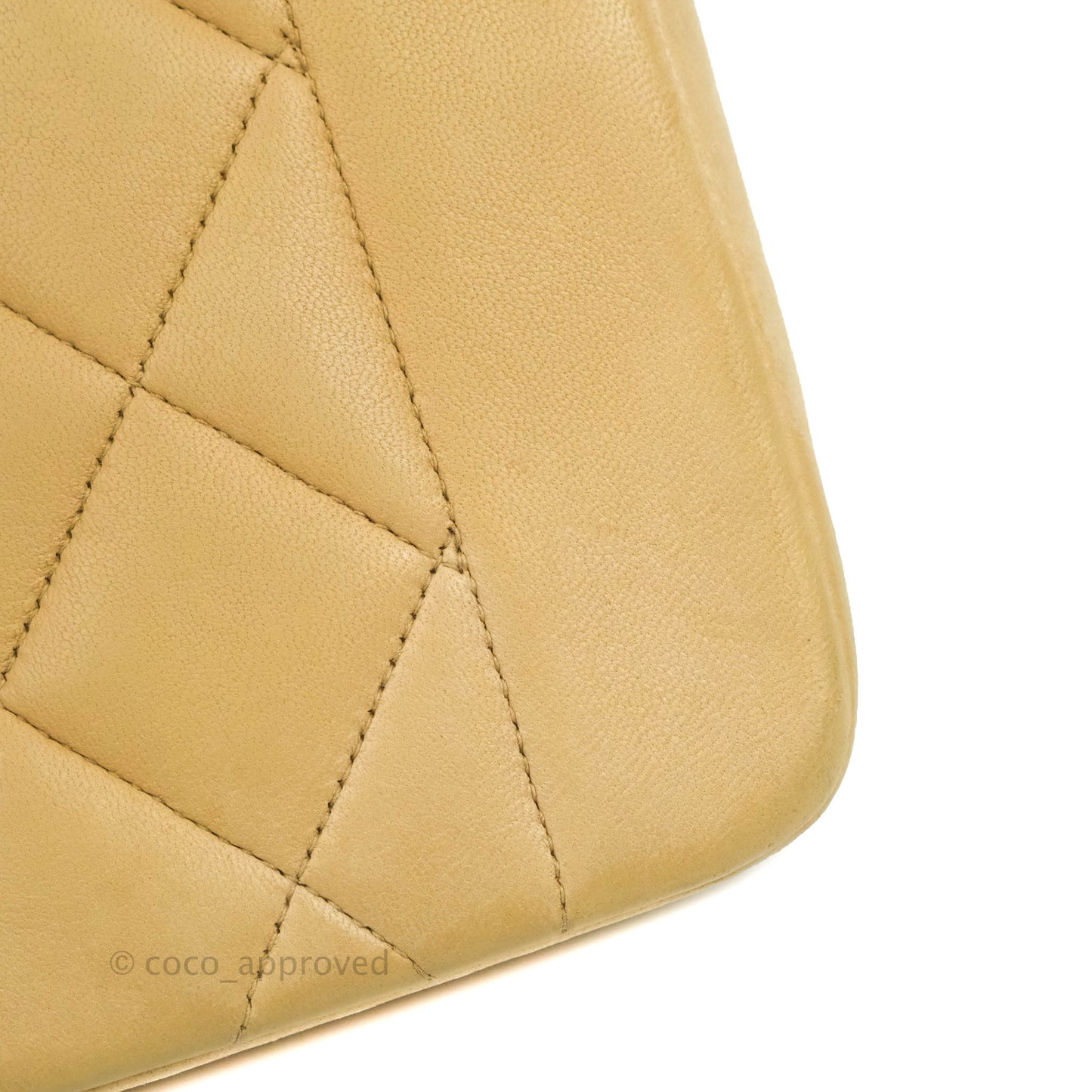 Chanel Vintage Small Quilted Classic Diana Flap Bag Beige Lambskin 24K Gold Hardware