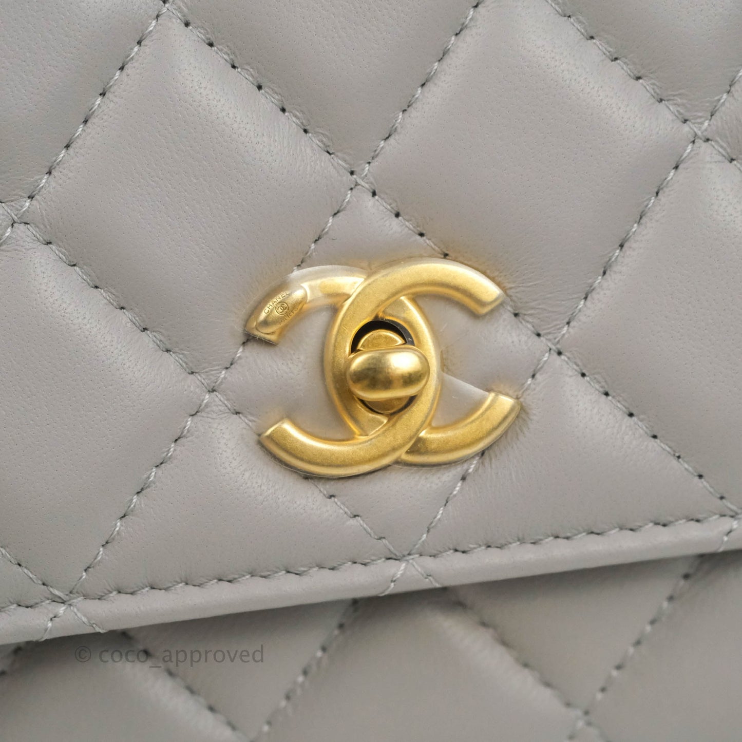 Chanel Quilted Pearl Crush Wallet on Chain WOC Grey Lambskin Aged Gold Hardware
