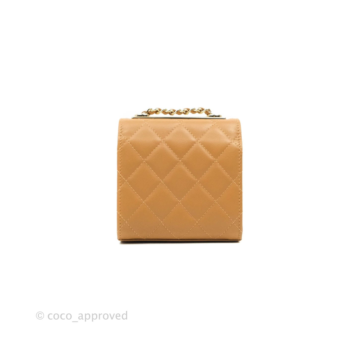 Chanel Mini Quilted Trendy CC Clutch With Chain Caramel Dark Beige Lambskin Gold Hardware