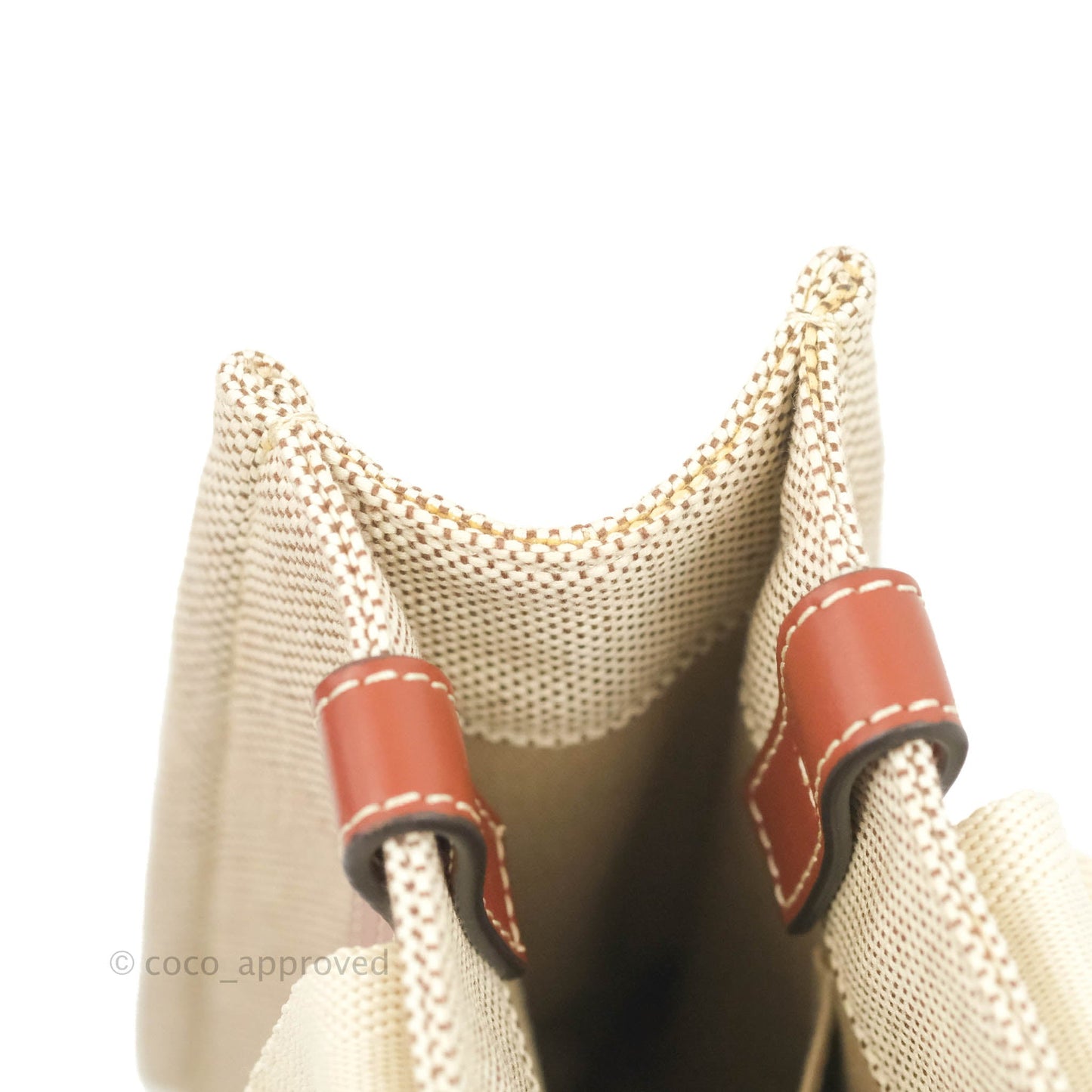 Chloe Small Woody Tote Bag Cotton Canvas & Brown Calfskin with Woody Ribbon