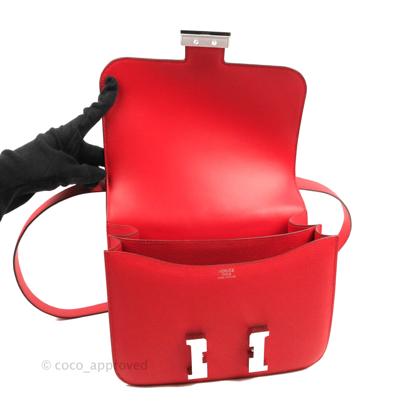 Hermès Constance 24 Rouge De Coeur Veau Epsom Palladium Hardware