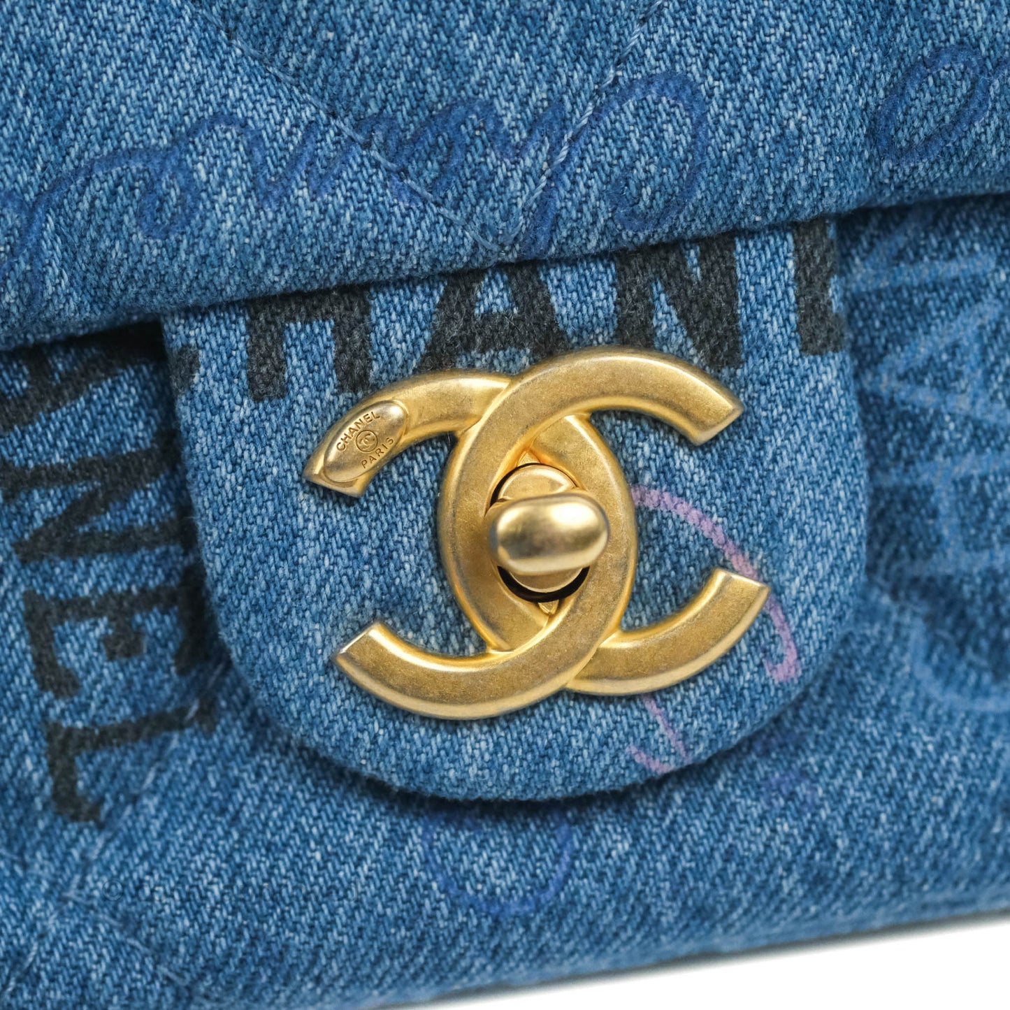 Chanel Quilted Large Denim Mood Flap Blue Multicolor 22P